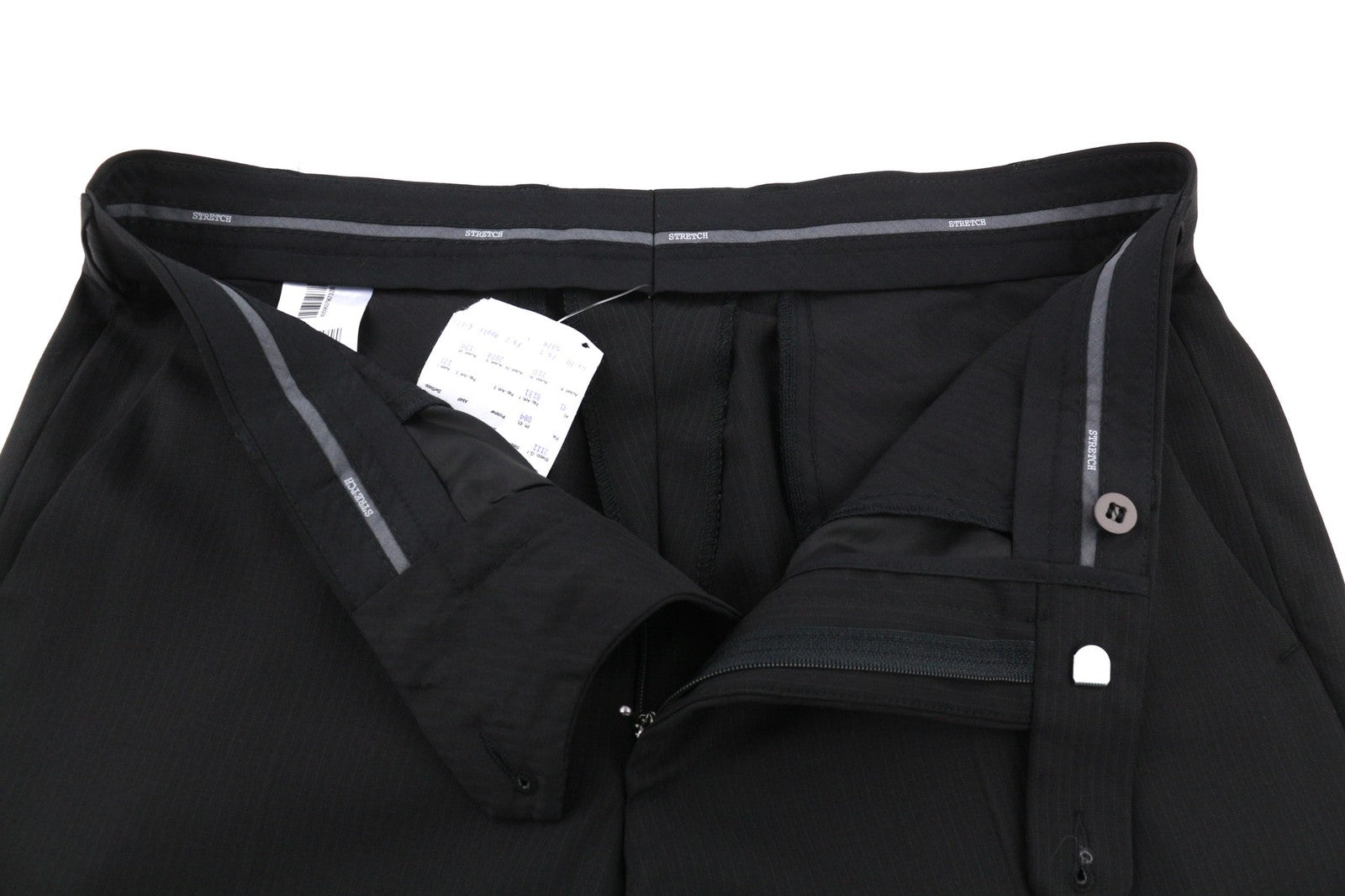 DIGEL Daren-V Mens Trousers UK38 Black Stretch Virgin Wool  Striped Zip Fly