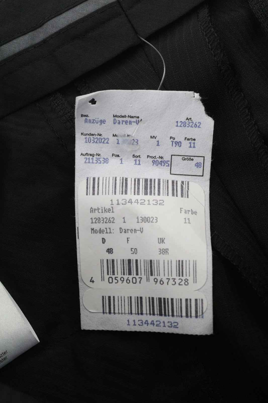 DIGEL Daren-V Mens Trousers UK38 Black Stretch Virgin Wool  Striped Zip Fly