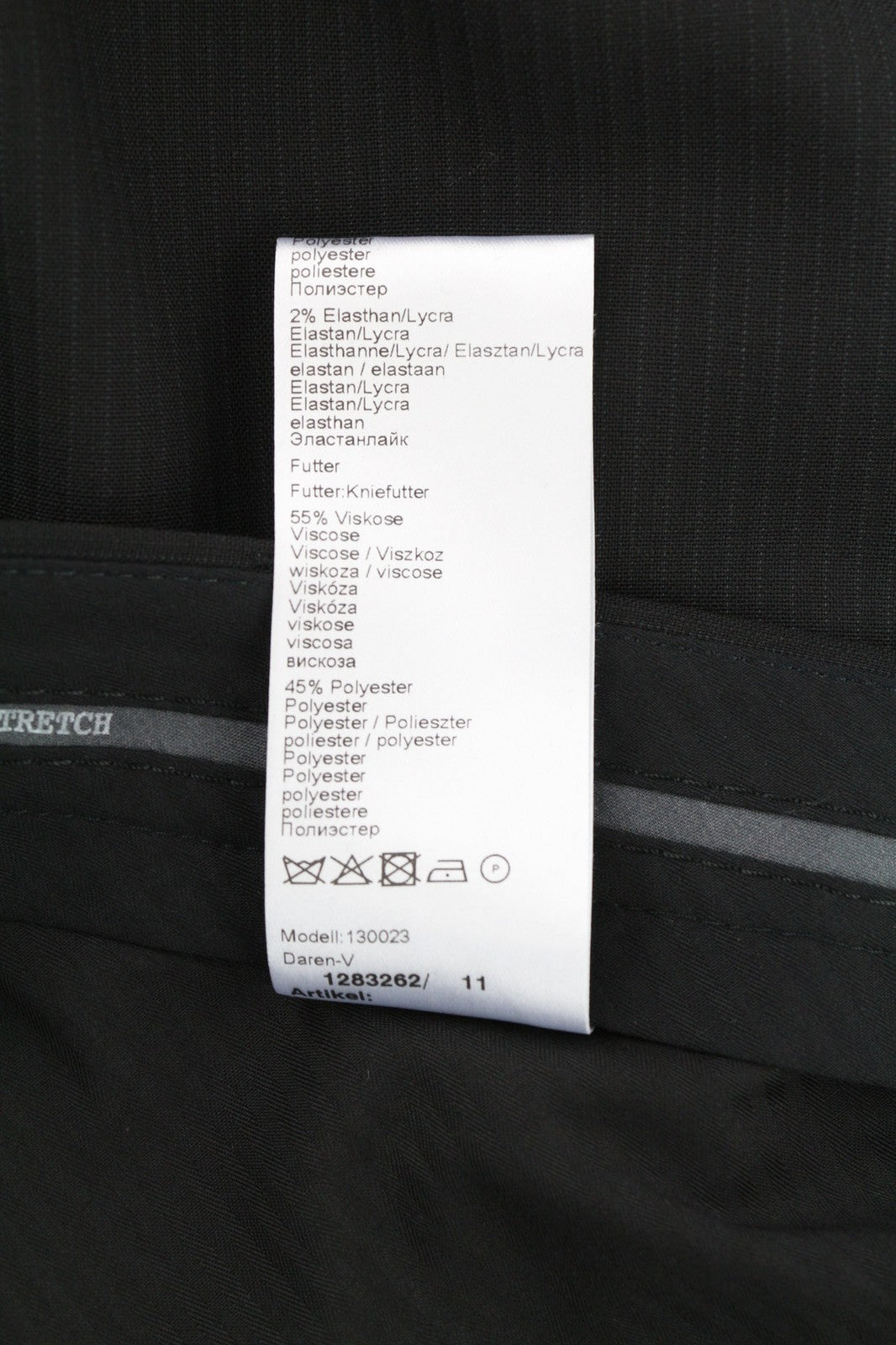 DIGEL Daren-V Mens Trousers UK38 Black Stretch Virgin Wool  Striped Zip Fly