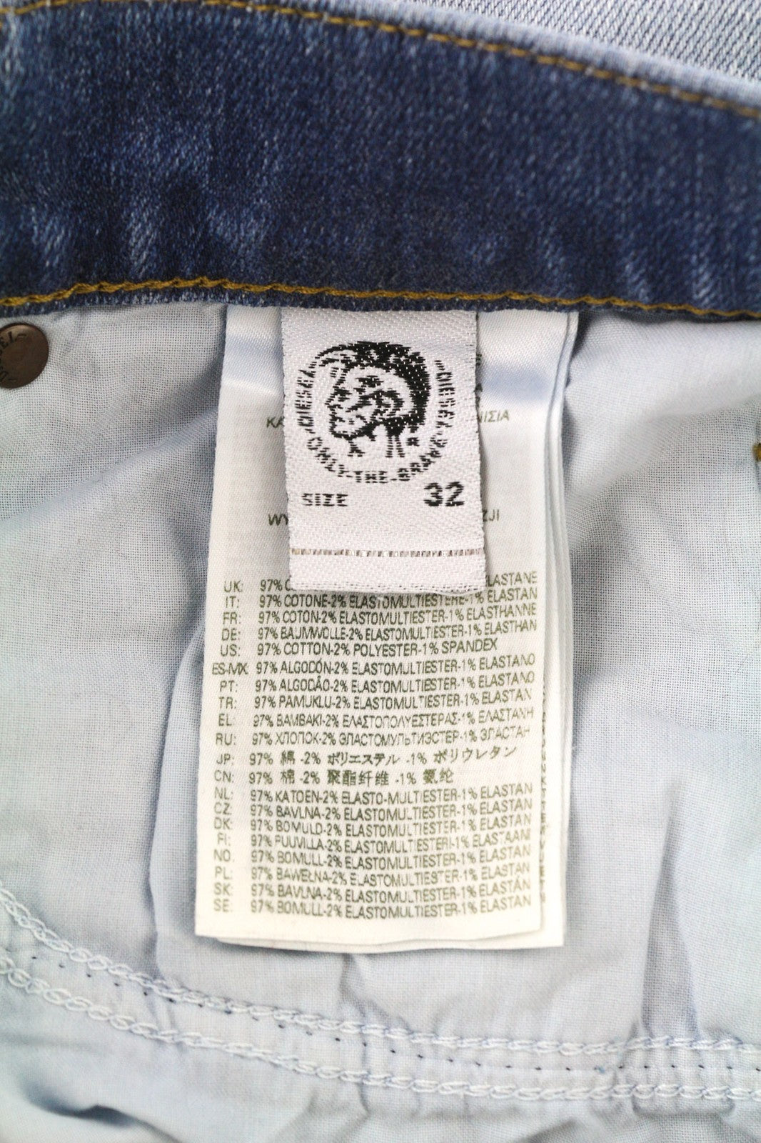 DIESEL D-Mihtry 009NF Mens Jeans W32/L30 Blue Washed Straight Stretch Buttoned