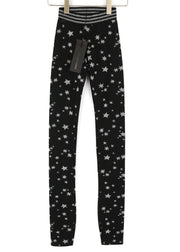 FRANKIE MORELLO Vidor Womens Trousers 40 Black Elastic Waist Stars Print Fitted