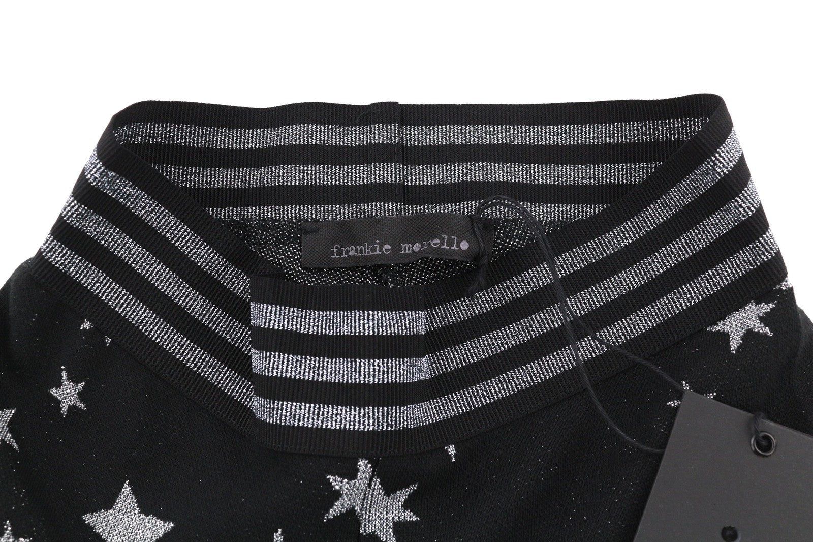 FRANKIE MORELLO Vidor Womens Trousers 40 Black Elastic Waist Stars Print Fitted