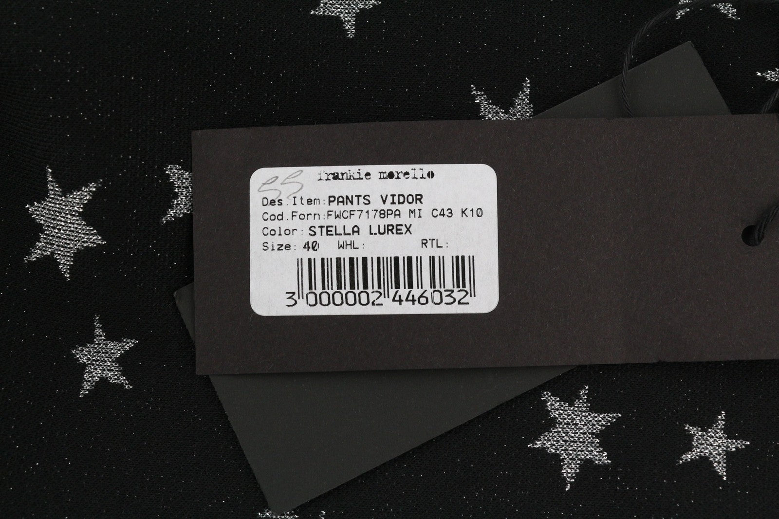 FRANKIE MORELLO Vidor Womens Trousers 40 Black Elastic Waist Stars Print Fitted