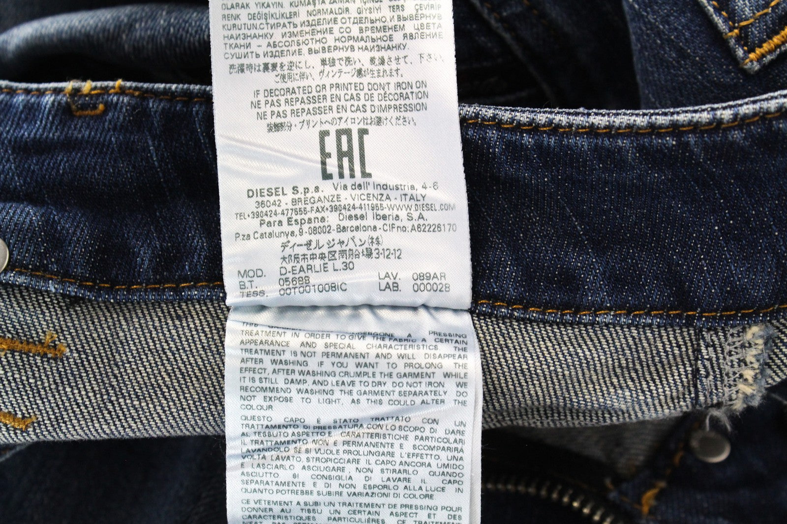 DIESEL D-Earlie 089AR W26/L30 Women Jeans High Waisted Slim Distressed Zip-Fly