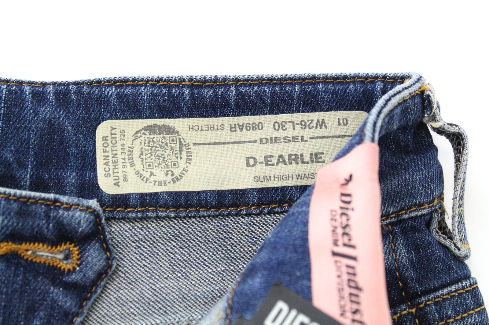 DIESEL D-Earlie 089AR W26/L30 Women Jeans High Waisted Slim Distressed Zip-Fly