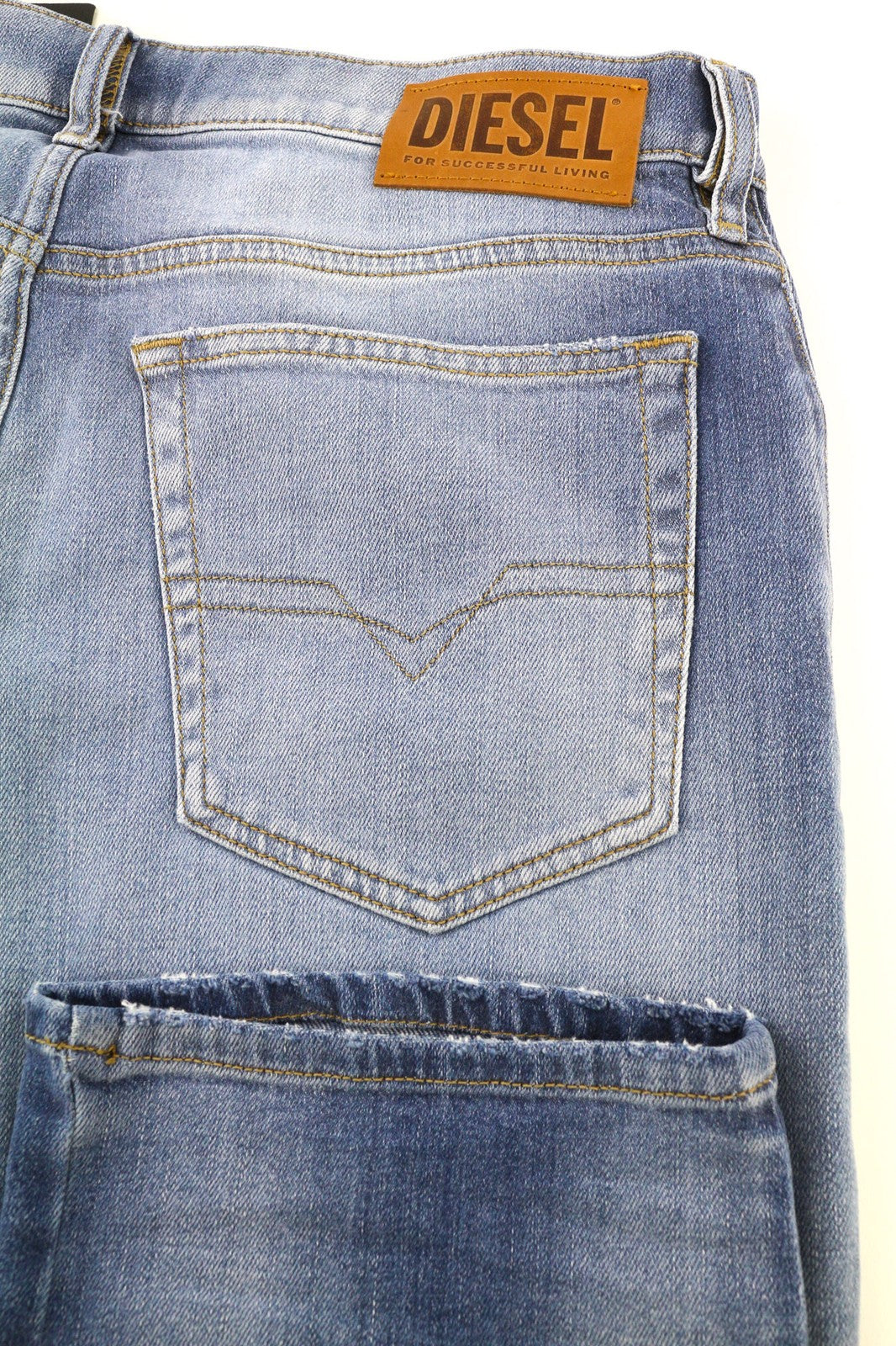 DIESEL D-Mihtry 009NF Men Jeans W32/L30 Blue Washed Straight  Stretch Button