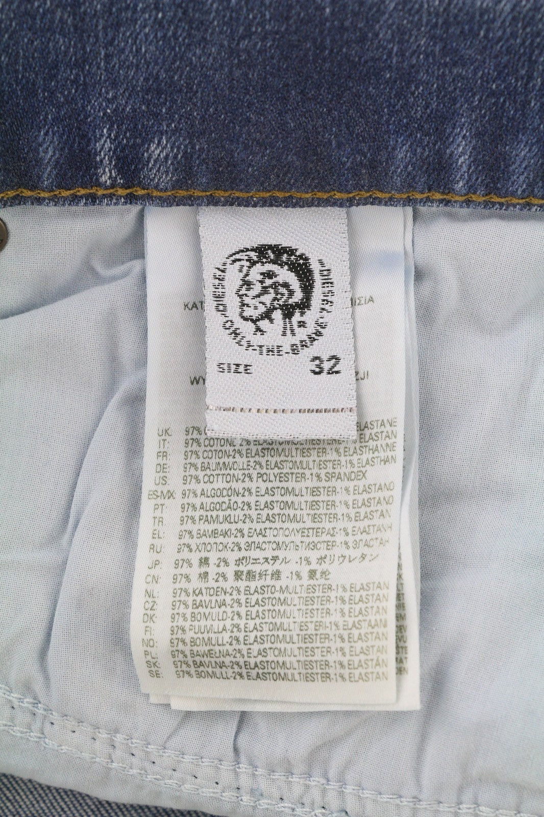 DIESEL D-Mihtry 009NF Men Jeans W32/L30 Blue Washed Straight  Stretch Button