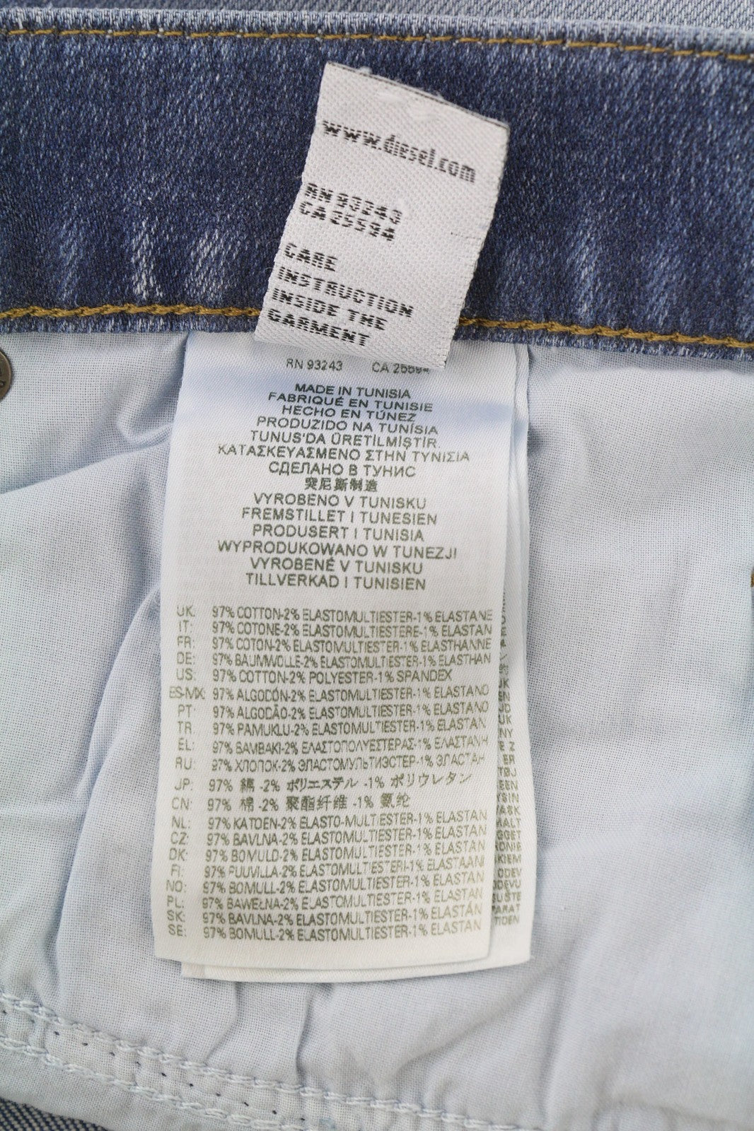 DIESEL D-Mihtry 009NF Men Jeans W32/L30 Blue Washed Straight  Stretch Button