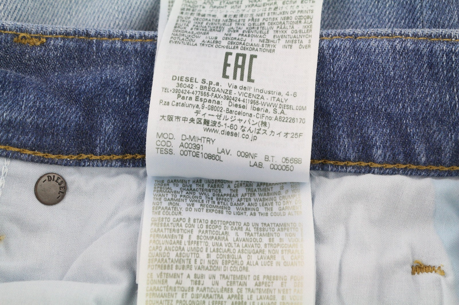 DIESEL D-Mihtry 009NF Mens Jeans W31/L30 Blue Washed Straight  Stretch Button