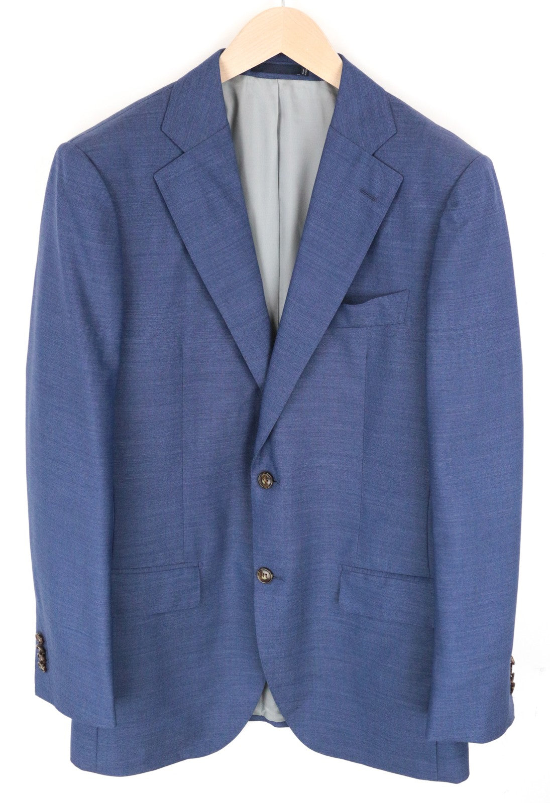 SUITSUPPLY Lazio UK42L Men Blazer Blue Melange Pure Wool S110s Slim Cut Classic