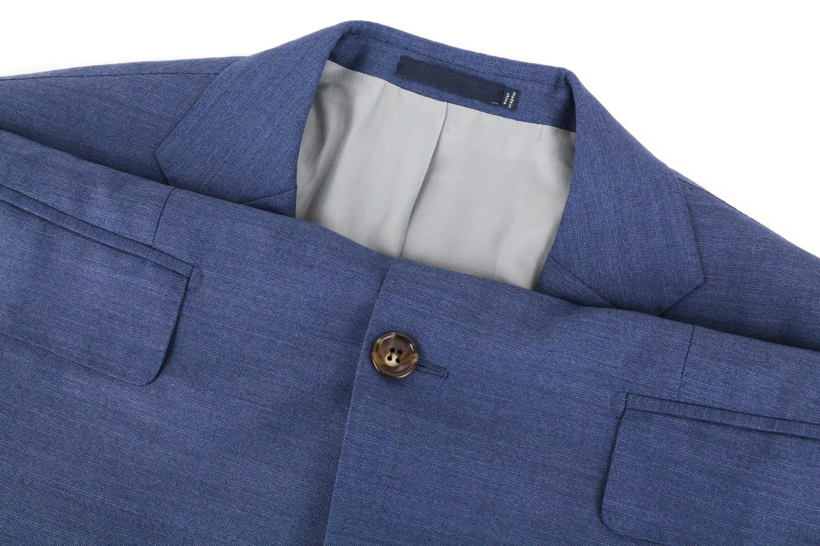 SUITSUPPLY Lazio UK42L Men Blazer Blue Melange Pure Wool S110s Slim Cut Classic