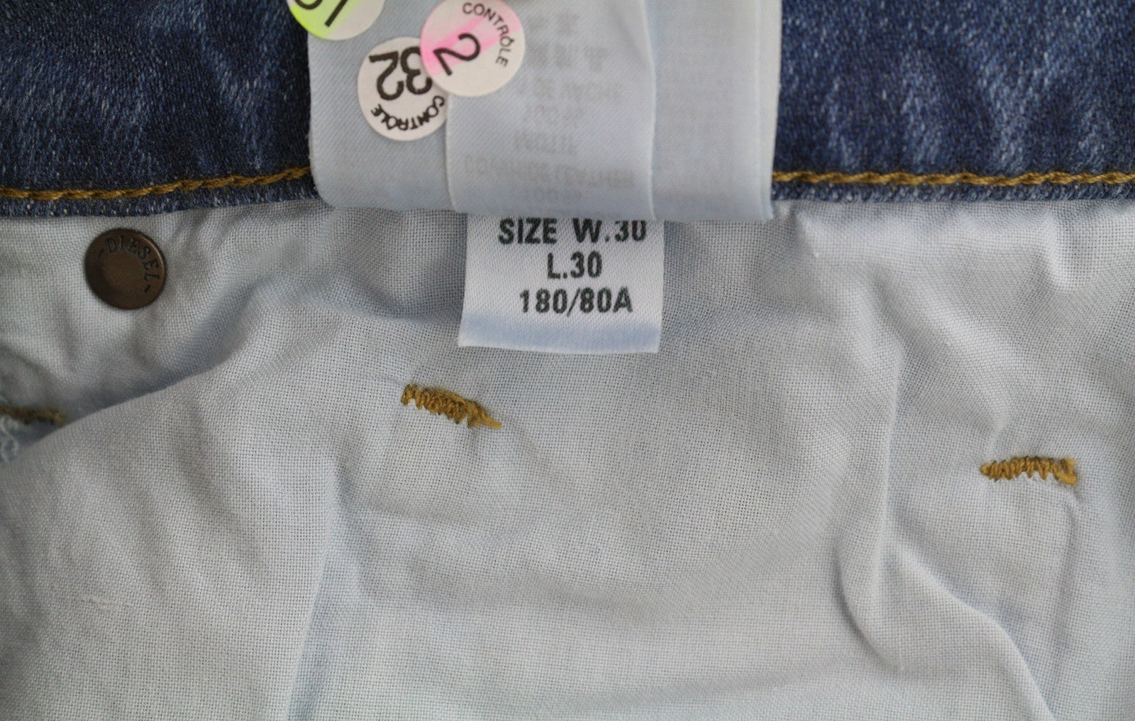 DIESEL D-Mihtry 009NF Men Jeans W30/L30 Blue Washed Straight  Stretch Button