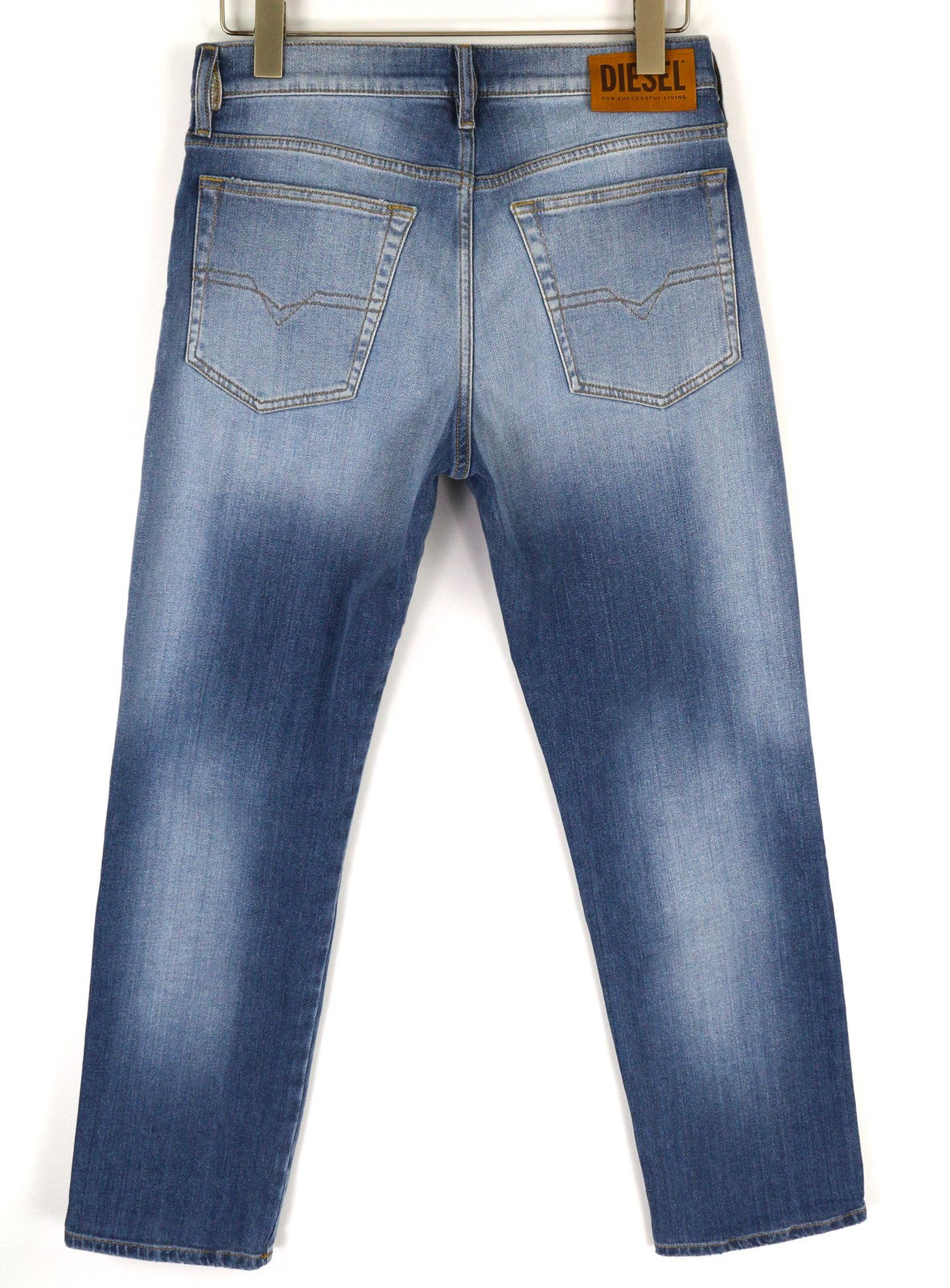 DIESEL D-Mihtry 009NF Men Jeans W30/L30 Blue Washed Straight  Stretch Button