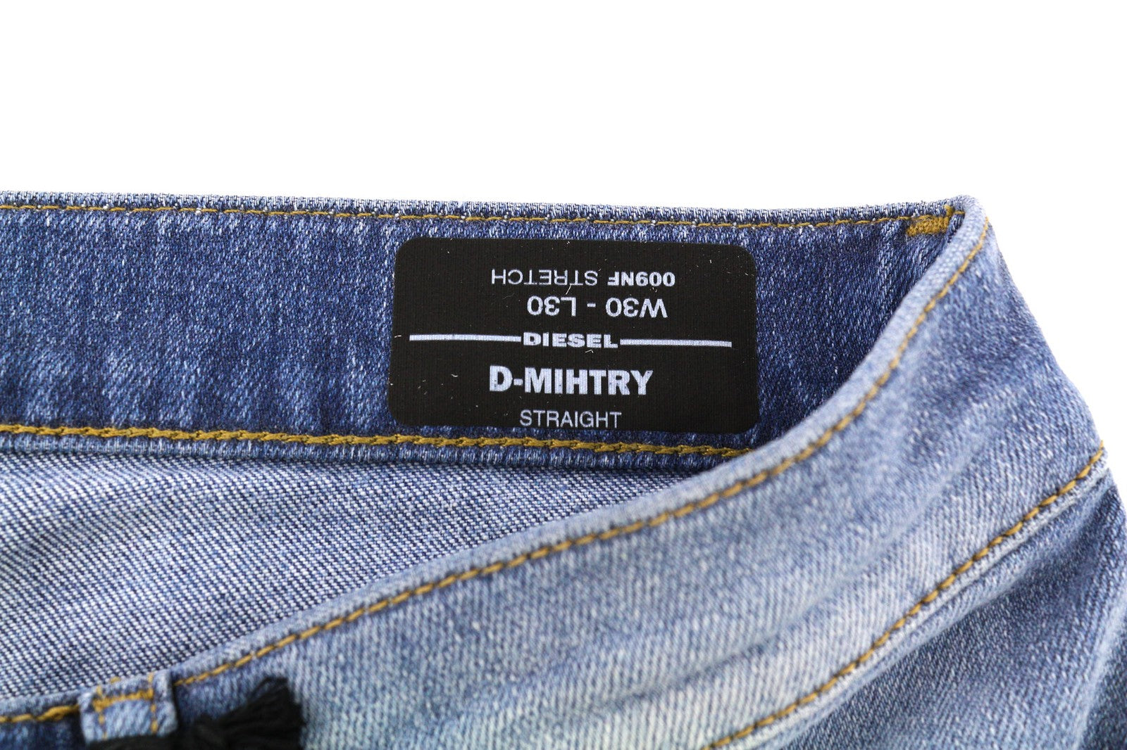 DIESEL D-Mihtry 009NF Men Jeans W30/L30 Blue Washed Straight  Stretch Button