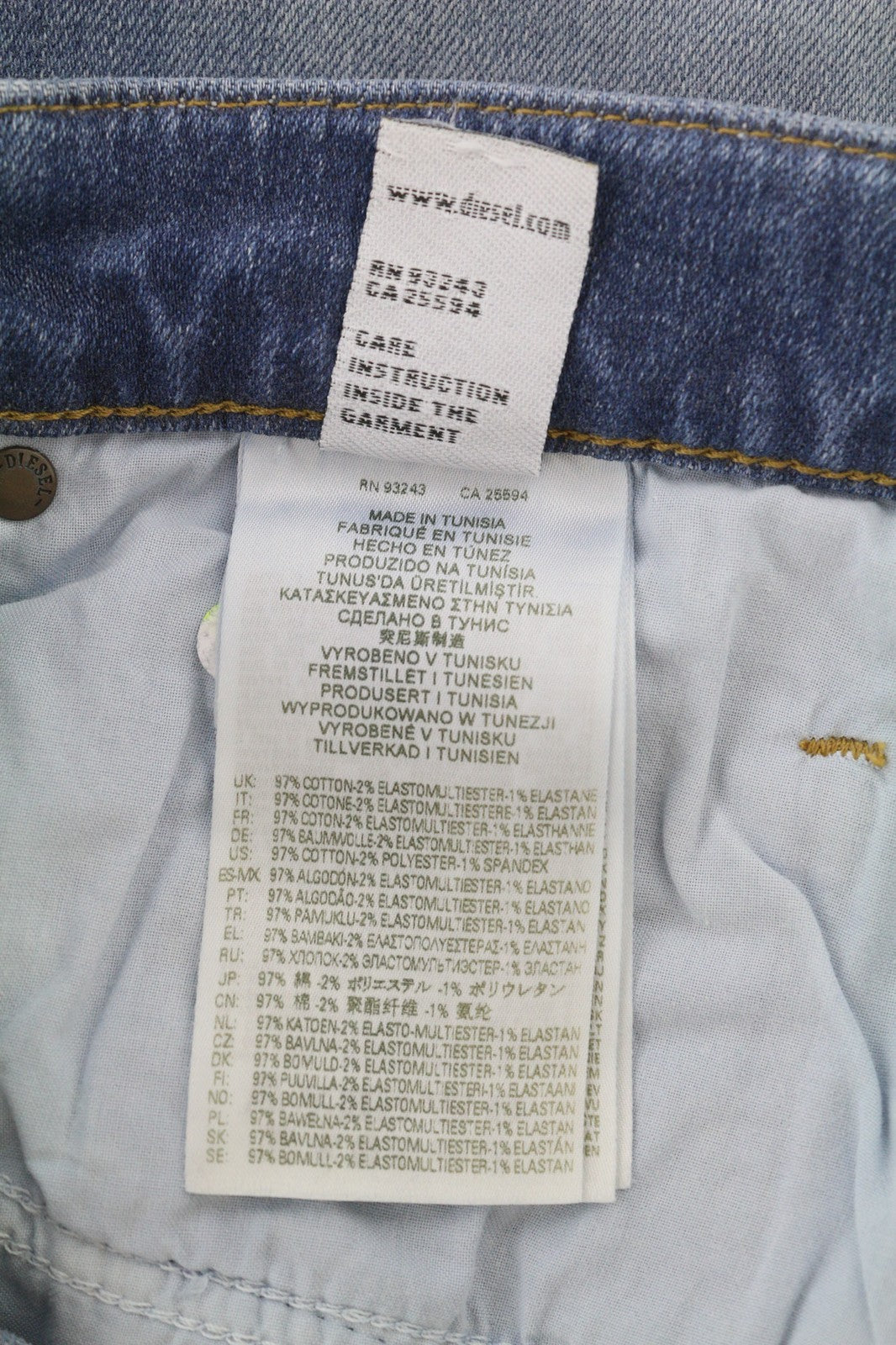 DIESEL D-Mihtry 009NF Men Jeans W30/L30 Blue Washed Straight  Stretch Button