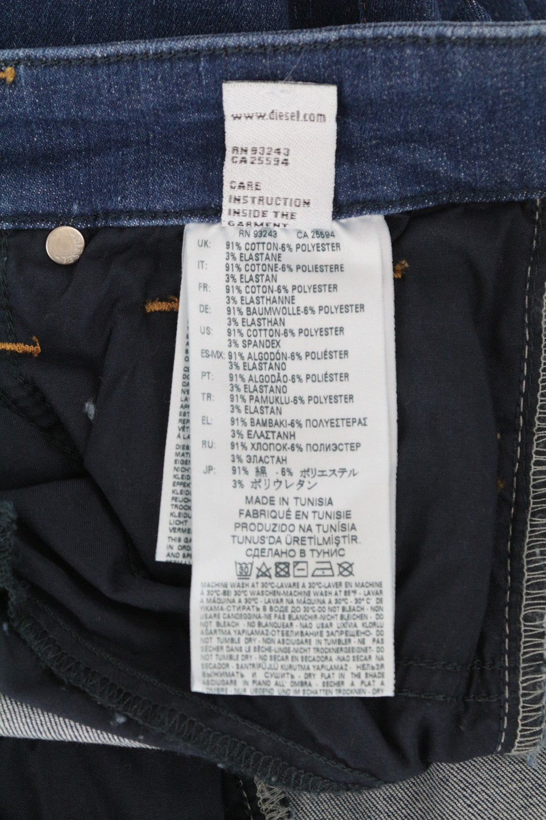 DIESEL Slandy 088AT W33/L32 Women Jeans Strecth Distress Super Slim Skinny Blue