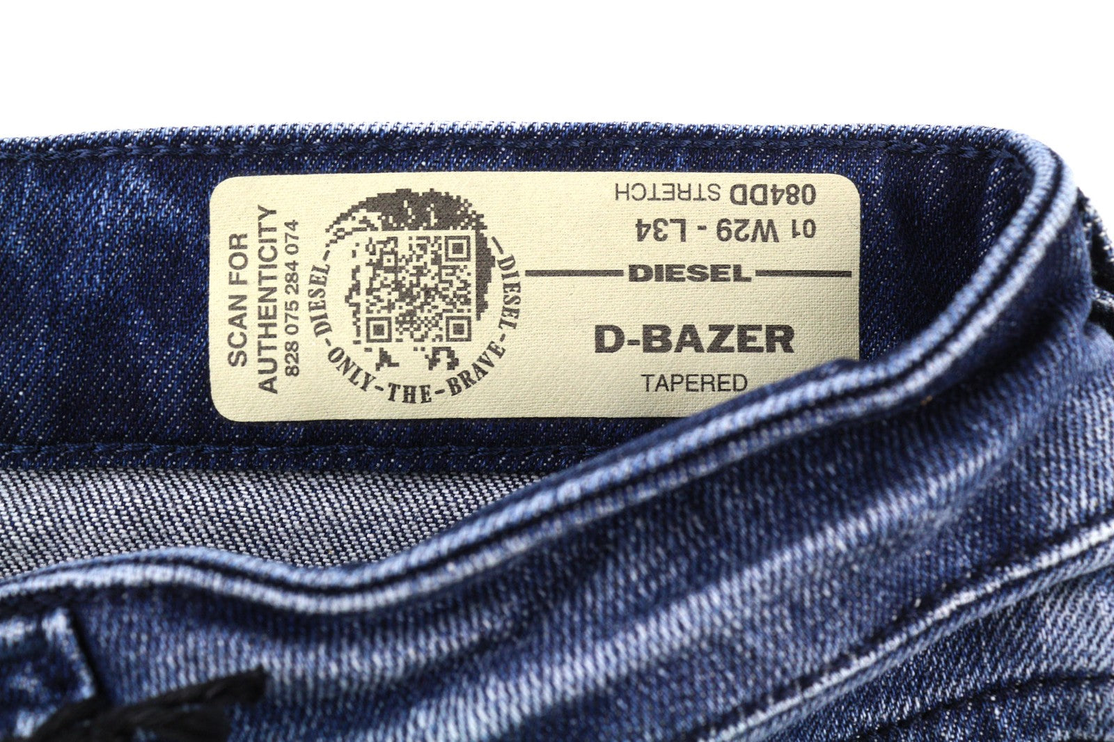 DIESEL D-Bazer 084DD Mens Jeans W29/L34 Blue Washed Tapered  Stretch Distress