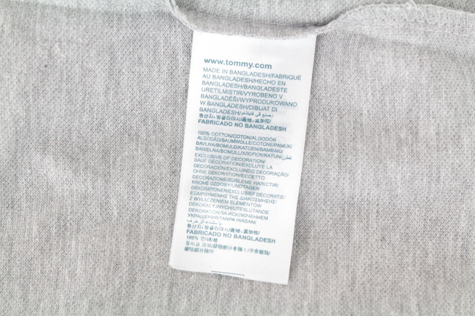 TOMMY HILFIGER M Men T-Shirt Light Grey Melange Classic Polo Neck Jersey Cotton