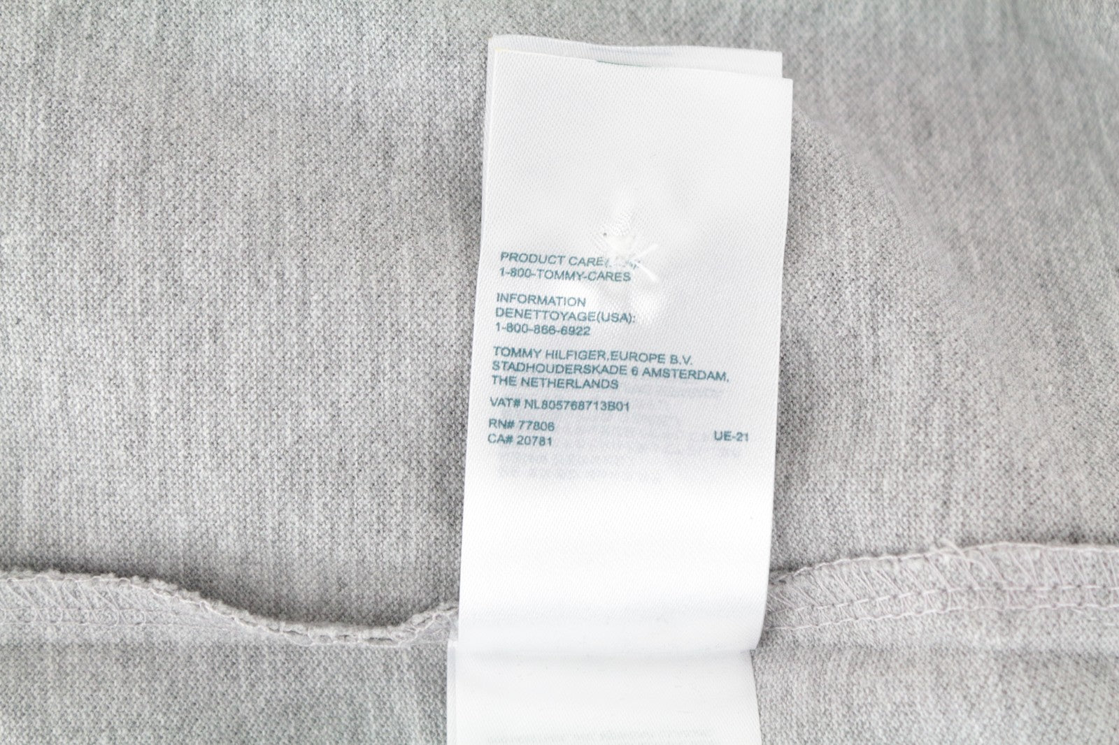 TOMMY HILFIGER M Men T-Shirt Light Grey Melange Classic Polo Neck Jersey Cotton