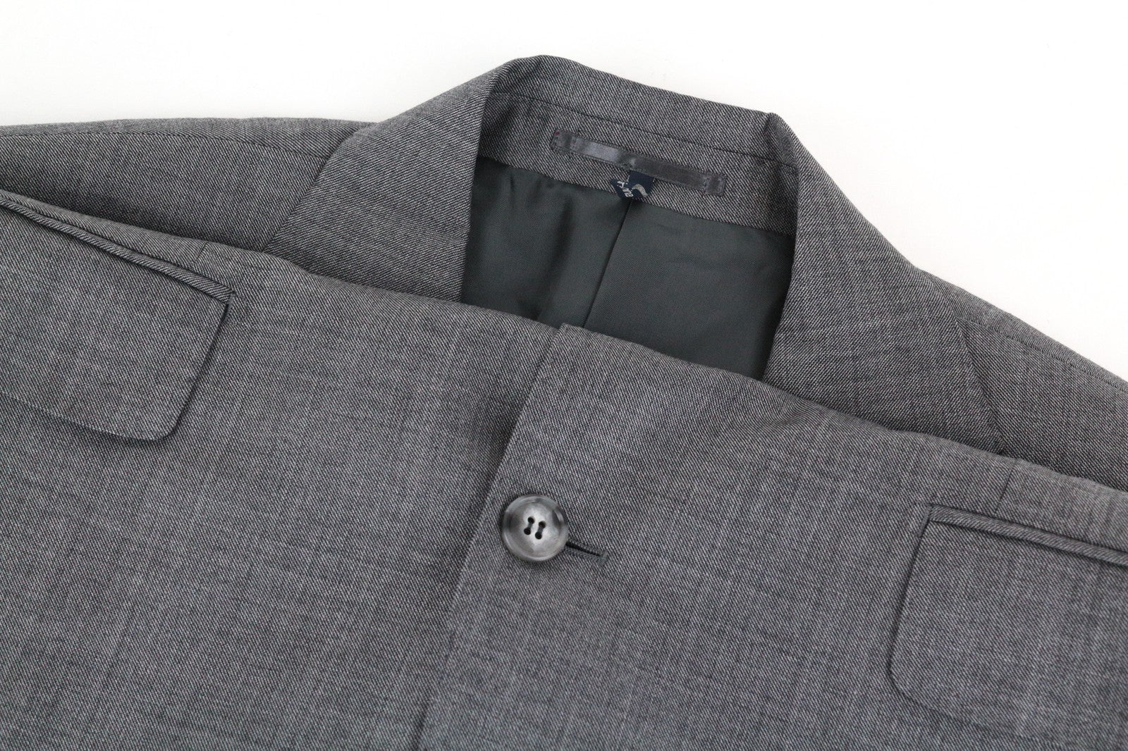 SUITSUPPLY Lazio UK44R vyriškas švarkas, pilkas melanžas grynos vilnos plonos ryklio odos spausdinimas 