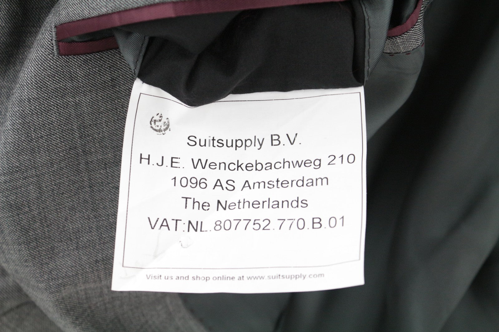 SUITSUPPLY Lazio UK44R vyriškas švarkas, pilkas melanžas grynos vilnos plonos ryklio odos spausdinimas 
