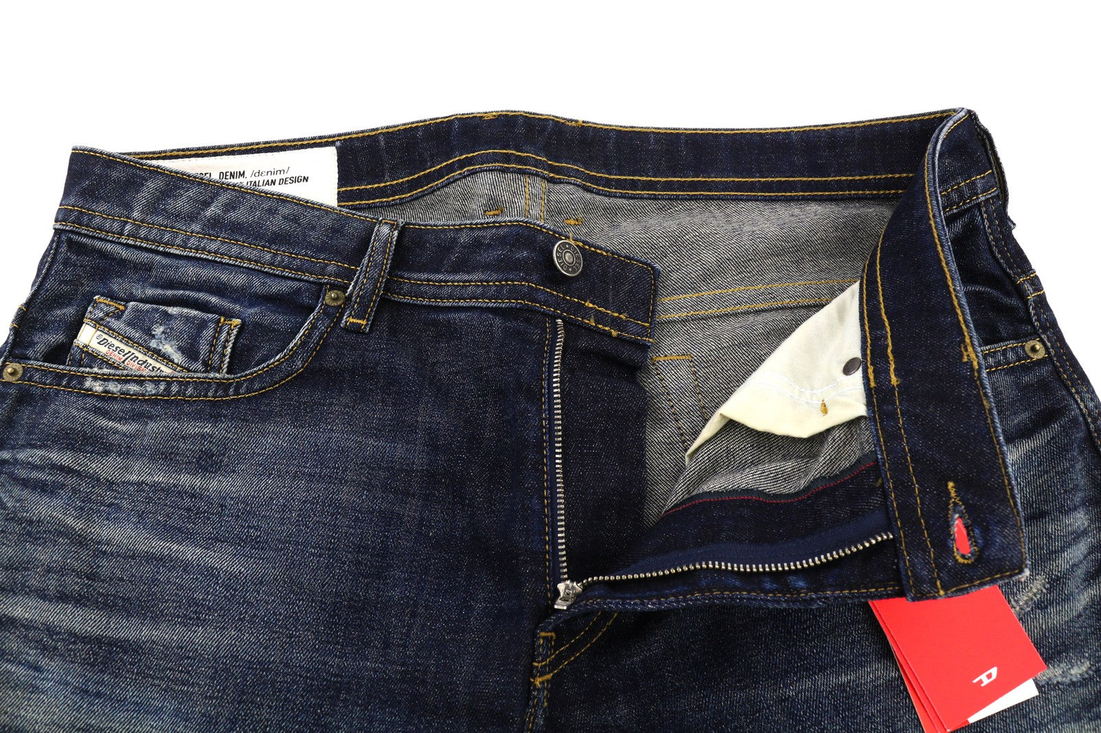 DIESEL Thommer-X 0096U Mens Jeans W38/L32 Blue Washed Distress Slim  Zip