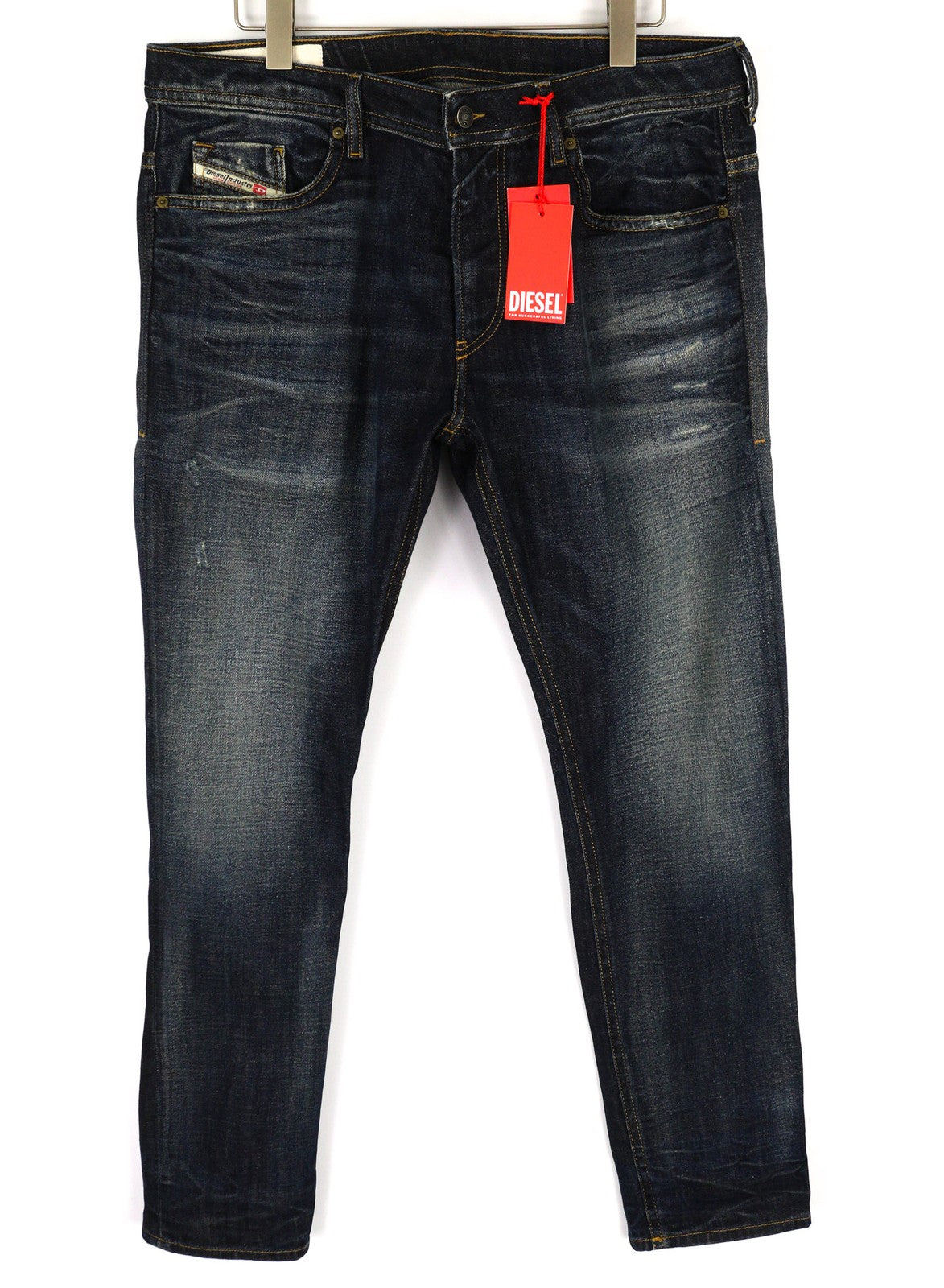 DIESEL Thommer-X 0096U Mens Jeans W38/L32 Blue Washed Distress Slim  Zip