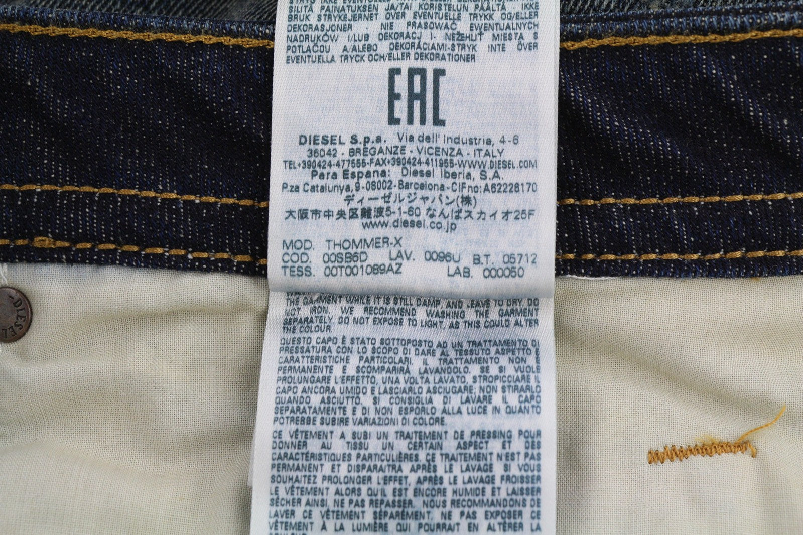 DIESEL Thommer-X 0096U Mens Jeans W38/L32 Blue Washed Distress Slim  Zip