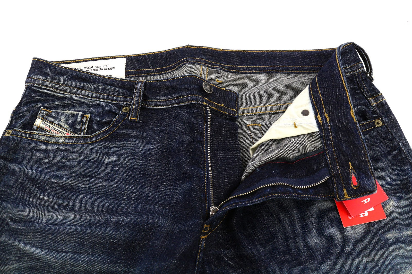 DIESEL Thommer-X 0096U Mens Jeans W38/L32 Blue Washed Distress Slim  Zip