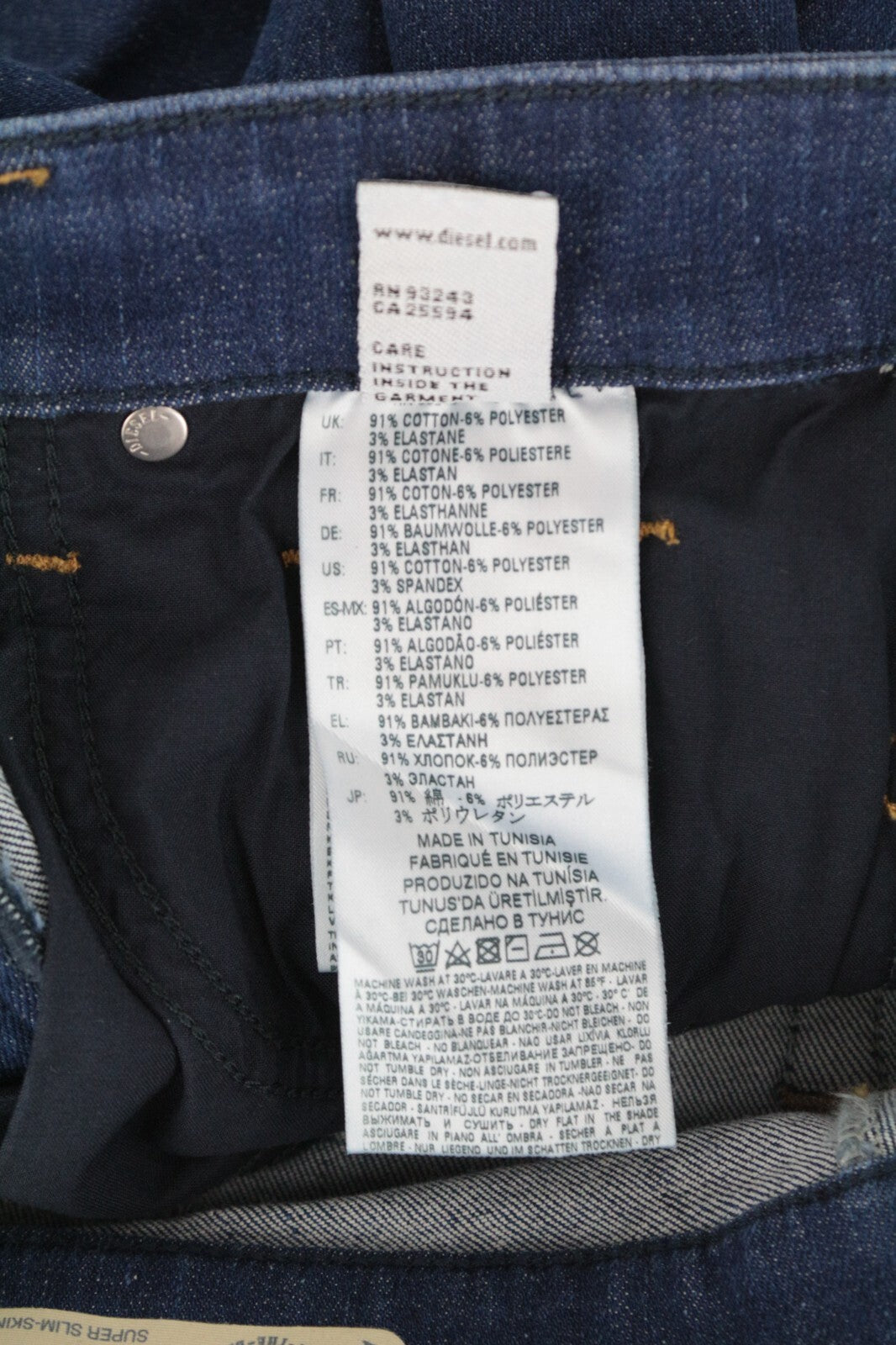 DIESEL Slandy 088AT W29/L32 Women Jeans Distressed Super Slim Skinny Fit Blue