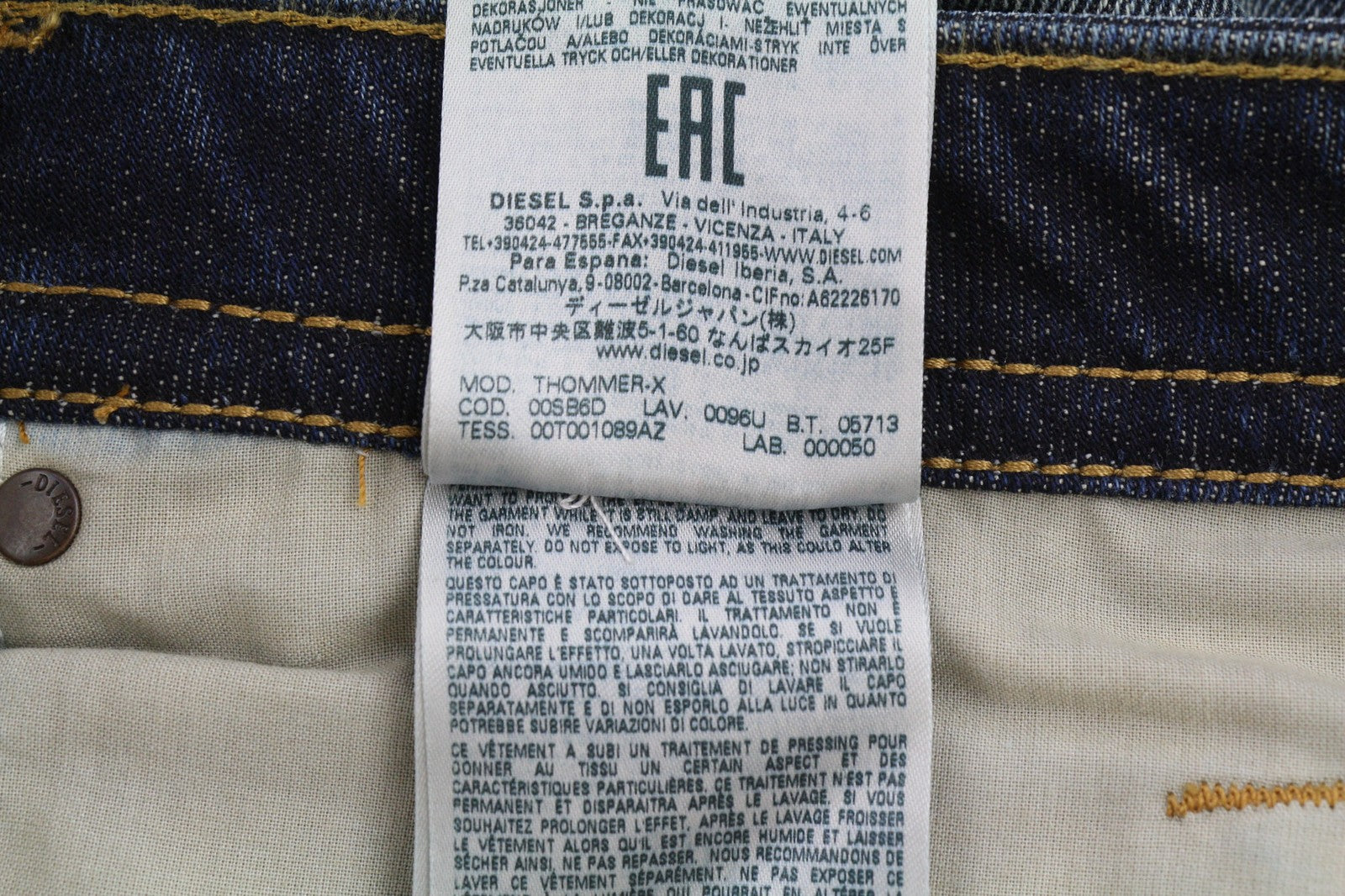 DIESEL Thommer-X 0096U Mens Jeans W40/L32 Blue Washed Distress Slim  Zip Fly