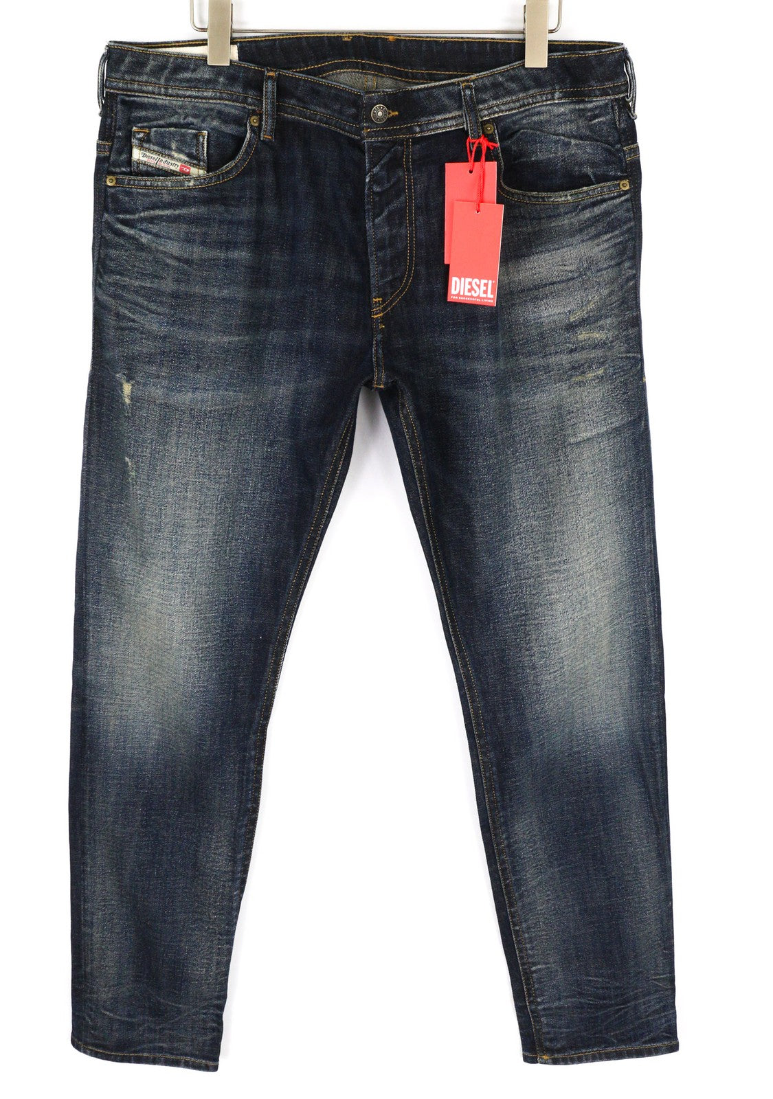 DIESEL Thommer-X 0096U Mens Jeans W40/L32 Blue Washed Distress Slim  Zip Fly