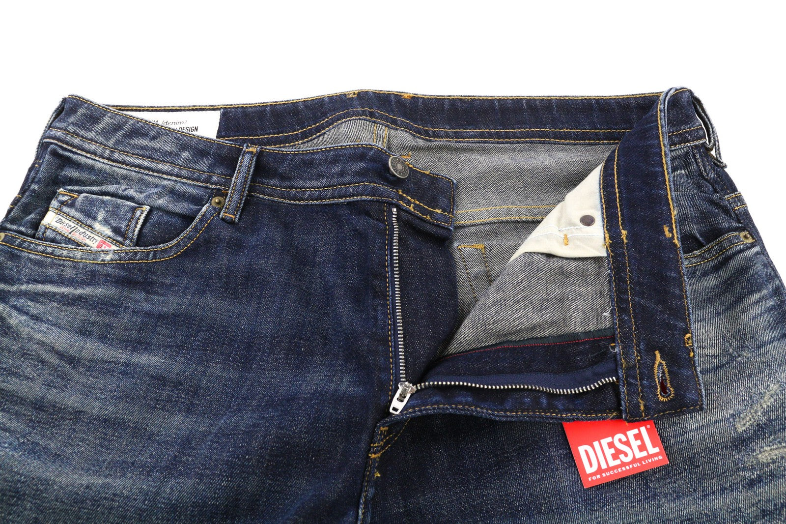 DIESEL Thommer-X 0096U Mens Jeans W40/L32 Blue Washed Distress Slim  Zip Fly