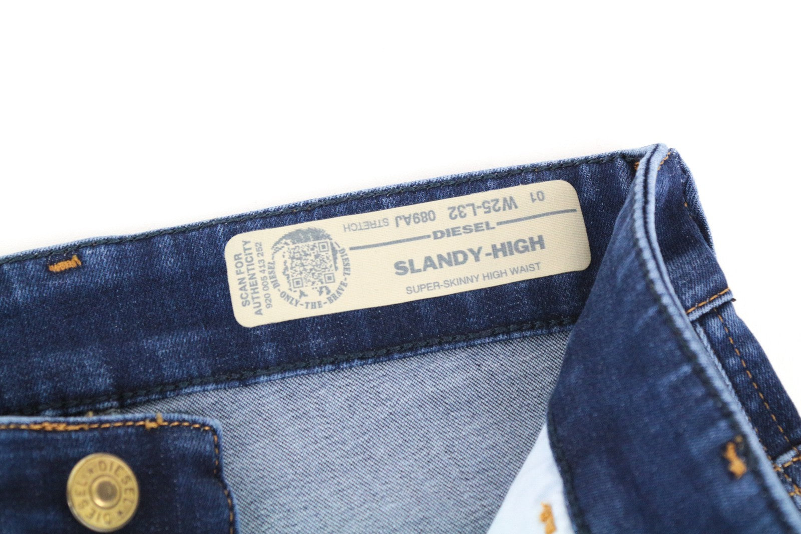 DIESEL Slandy-High 089AJ W25/L32 Women Jeans Blue Super Stretch Super Skinny