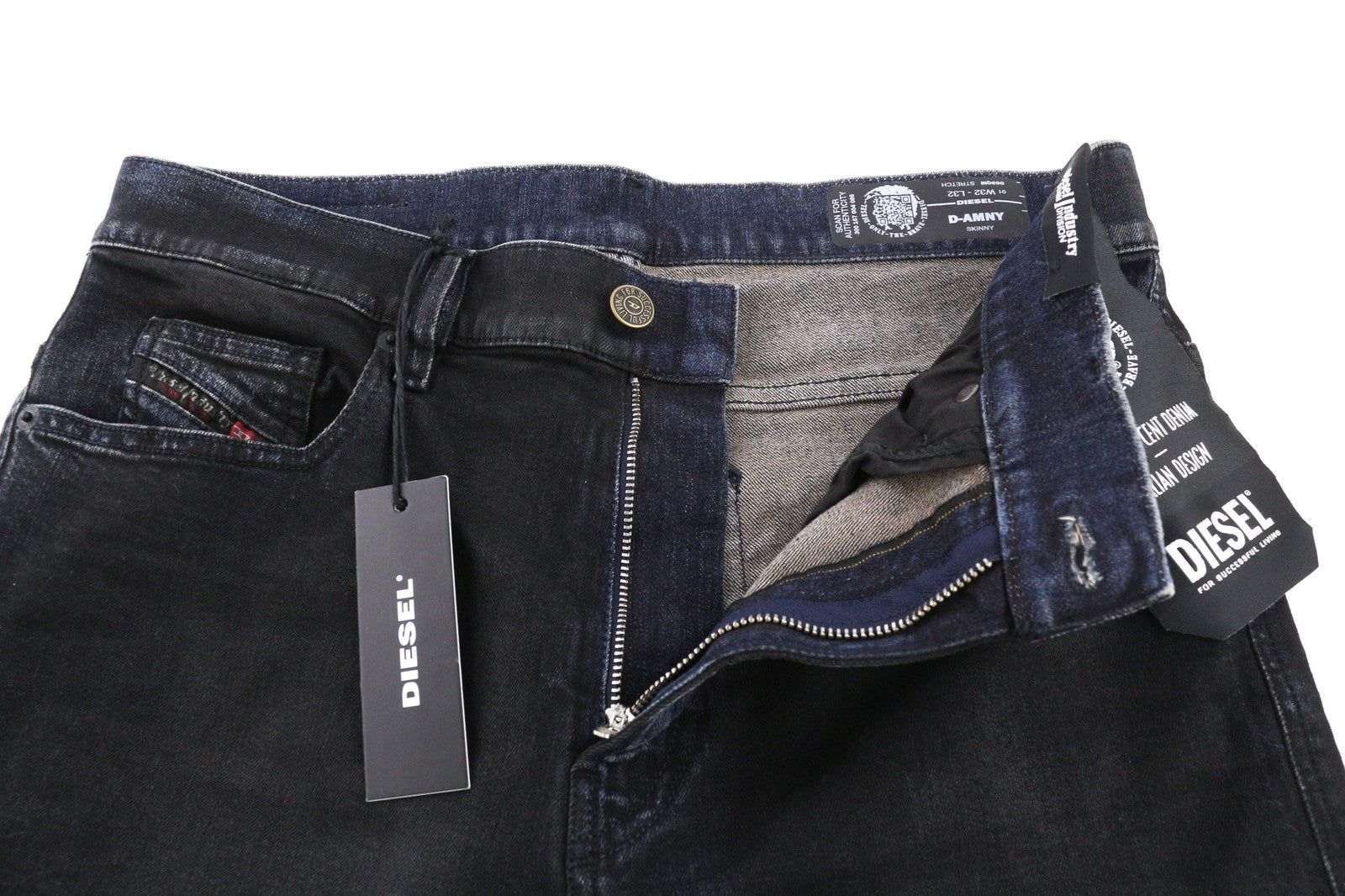 DIESEL D-Amny 069QM Mens Jeans W32/L32 Dark Washed Skinny  Stretch Zip