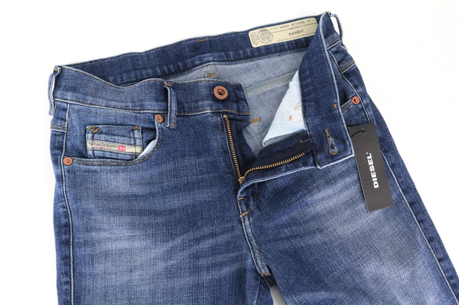 DIESEL Sandy R68MA W26/L30 Women Jeans Regular Slim Straight Stretch Mid-Blue