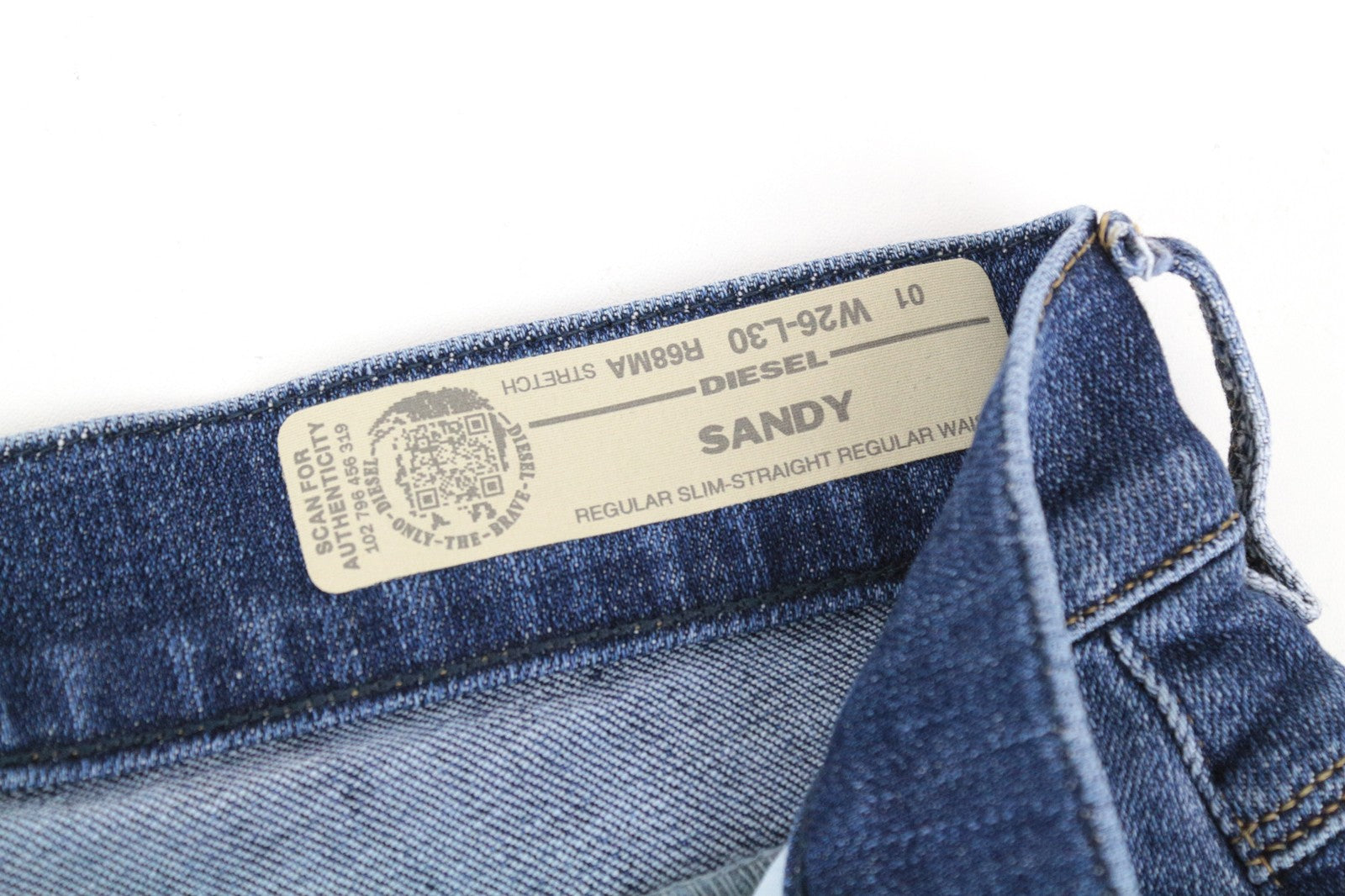 DIESEL Sandy R68MA W26/L30 Women Jeans Regular Slim Straight Stretch Mid-Blue