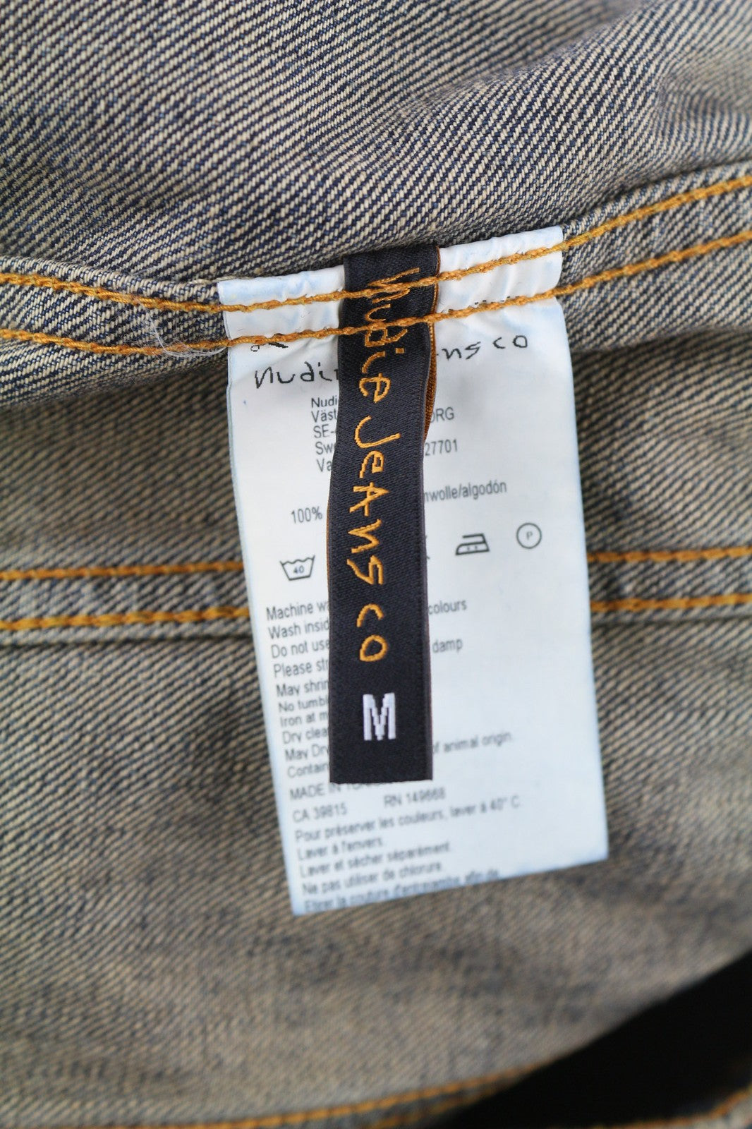 NUDIE Billy Dark Authentic  Mens Jacket M Blue Unlined Spread Neck Regular