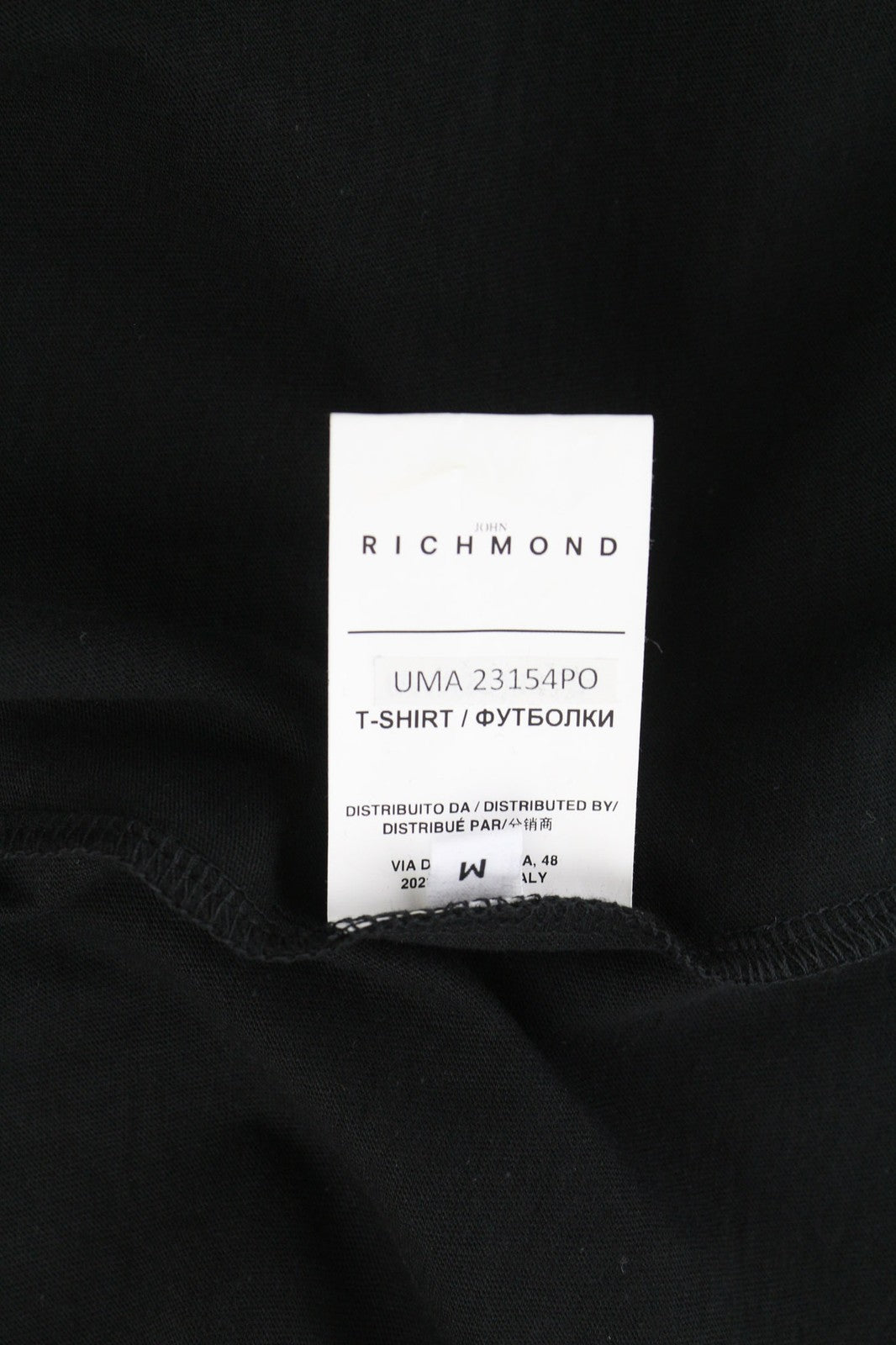 JOHN RICHMOND Mens T-Shirt M Black Short Sleeve Polo Patch  All Seasons Dark