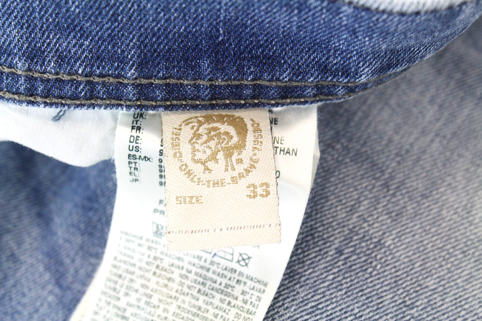 DIESEL Tepphar 0842H W33/L32 Men Jeans Whiskered Washed Out Blue Slim Carrot