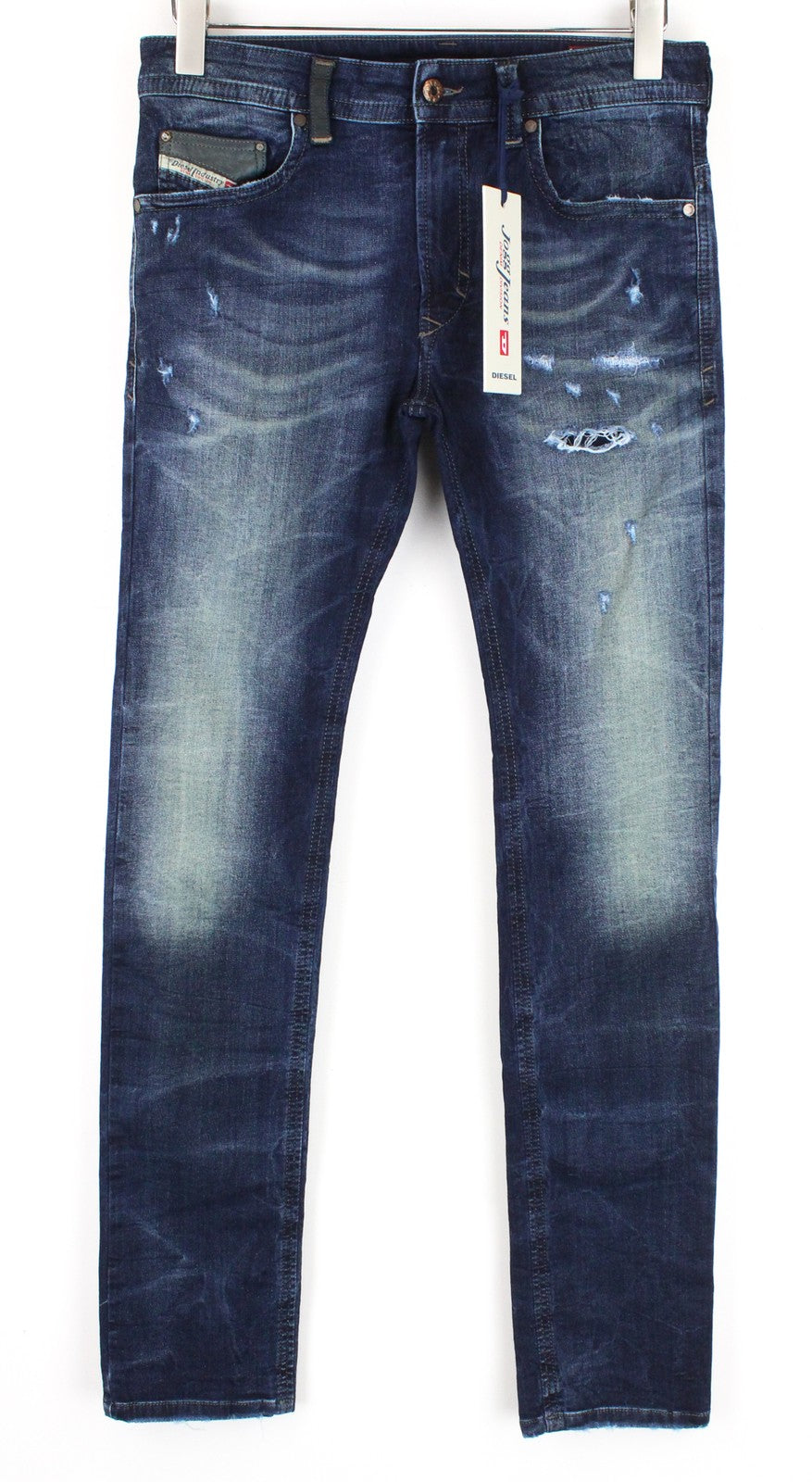 DIESEL Thavar-NE R060S W28 Men Jeans Sweat Jogg Blue Taper Distressed Aged Look