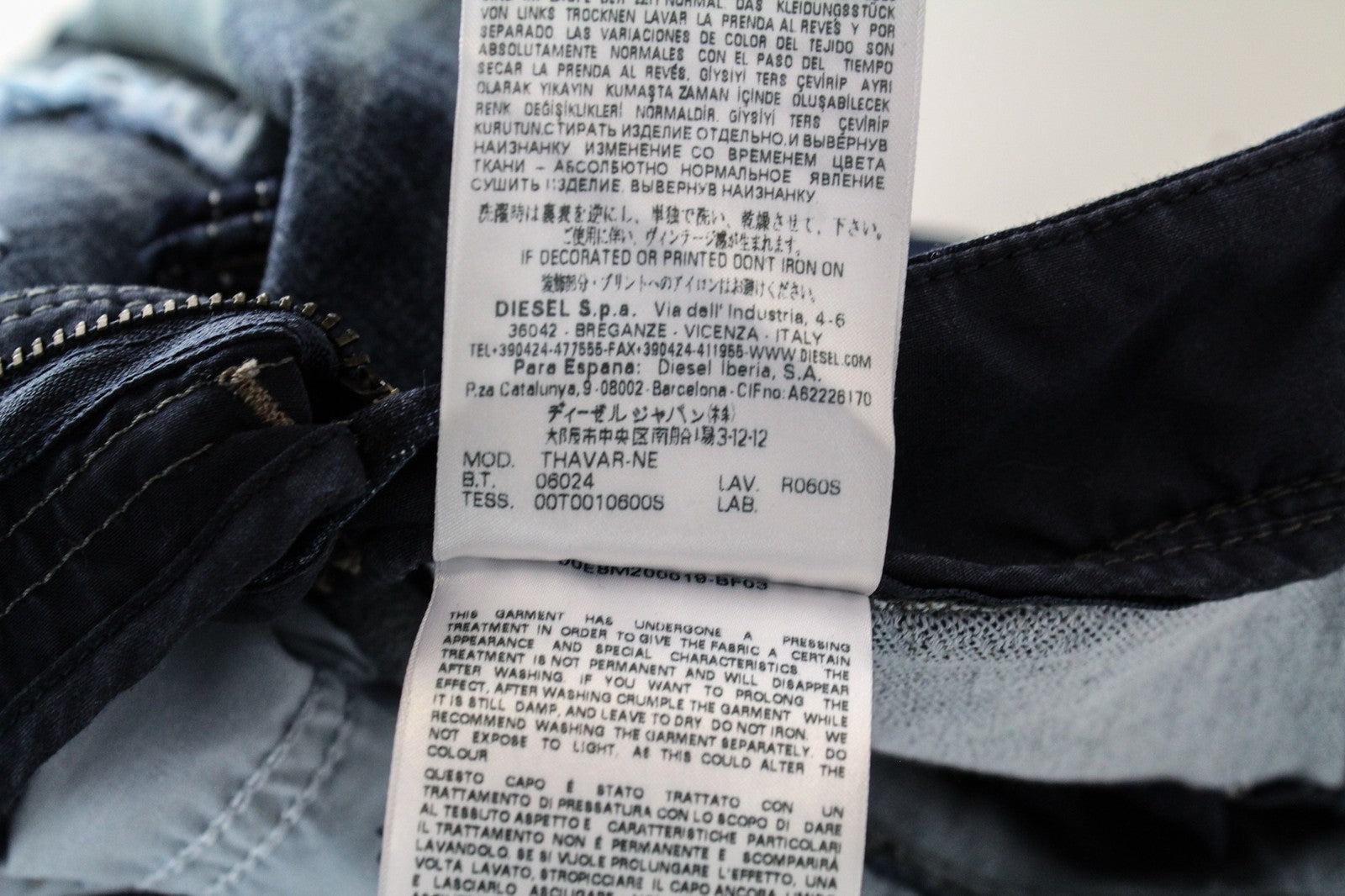 DIESEL Thavar-NE R060S W28 Men Jeans Sweat Jogg Blue Taper Distressed Aged Look