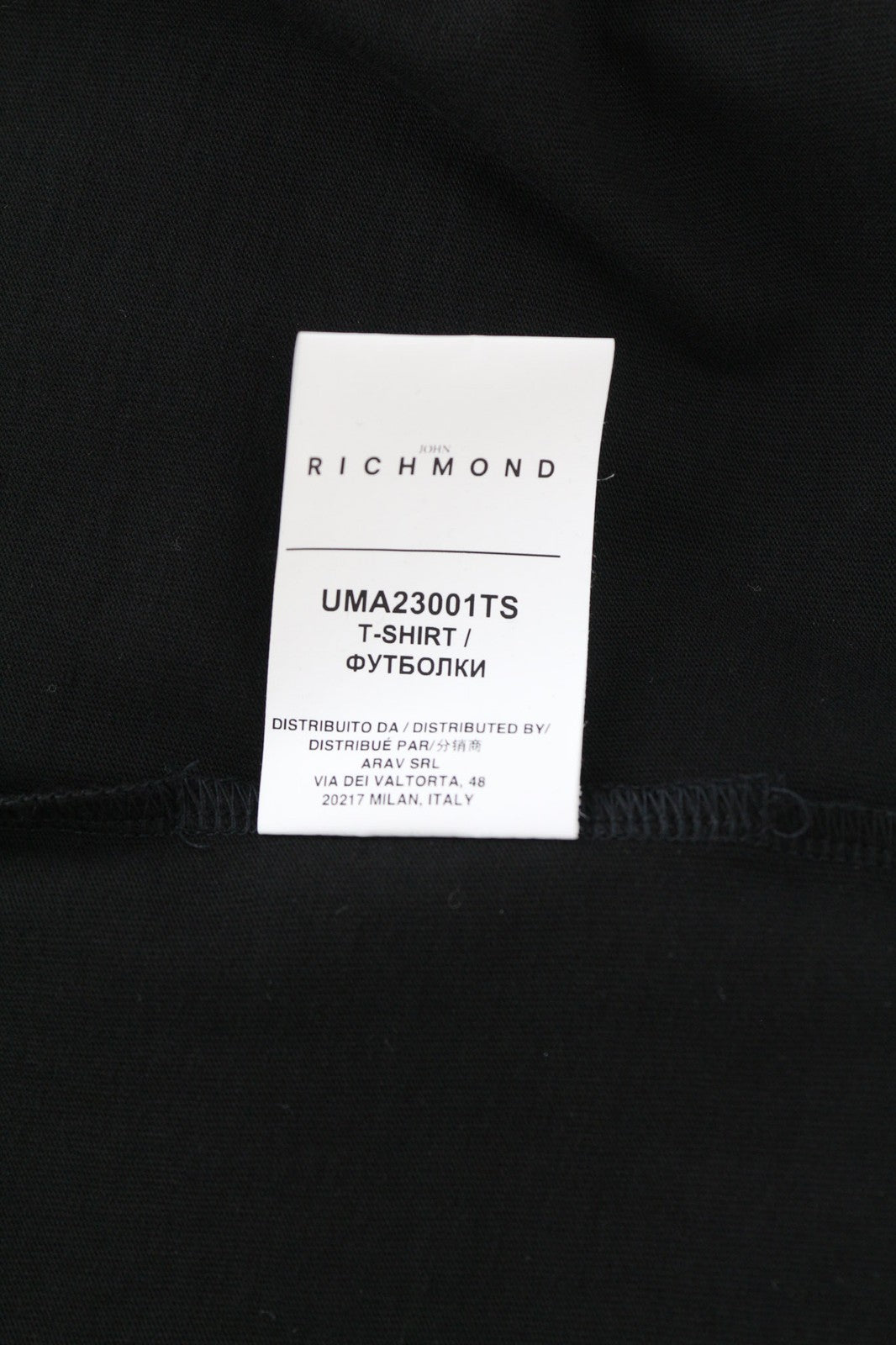 JOHN RICHMOND Mens T-Shirt M Dark Black Short Sleeve Crew Neck  Print