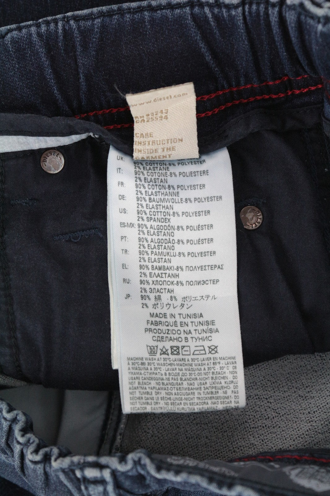 DIESEL Krooley-NE 0687D W28 Men Jeans Sweat Jogg Tapered Contrasting Blue Denim