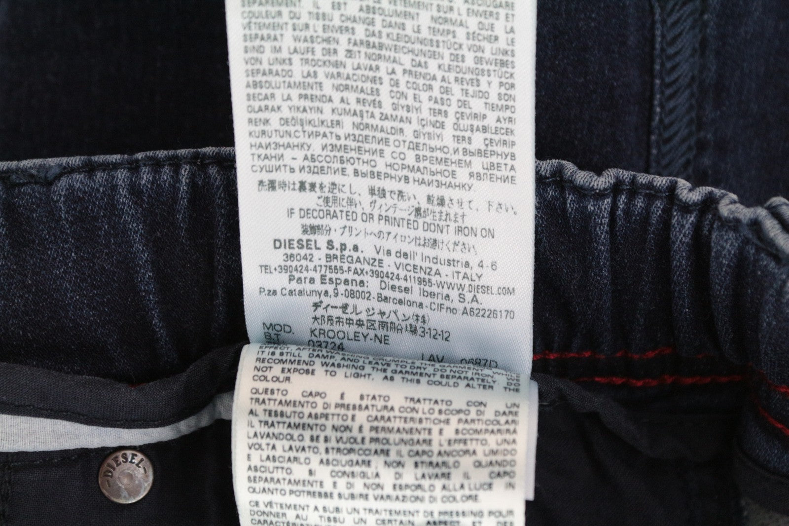 DIESEL Krooley-NE 0687D W28 Men Jeans Sweat Jogg Tapered Contrasting Blue Denim