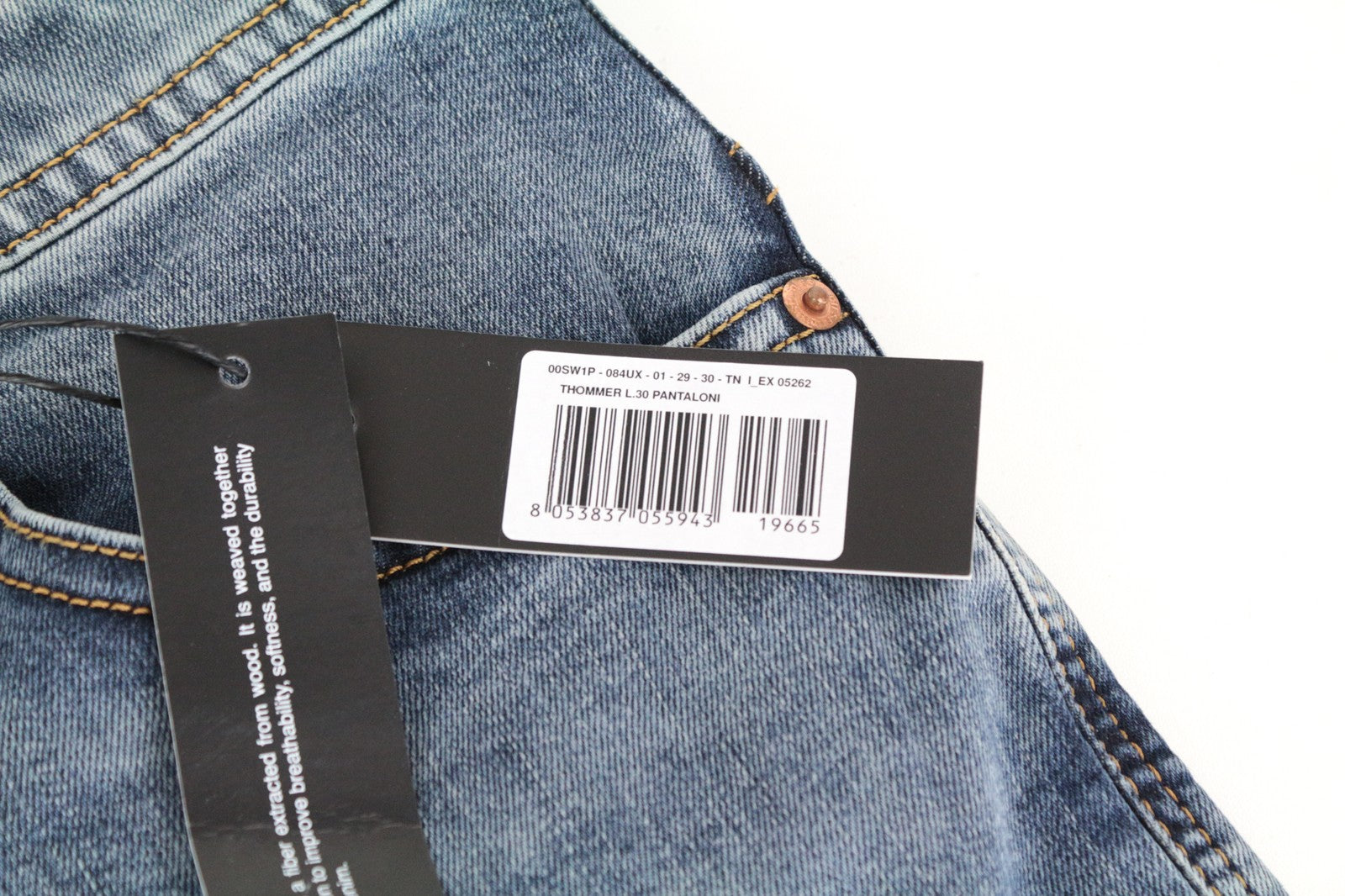 DIESEL Thommer 084UX W29/L30 Men Jeans Stone Washed Slim-Skinny Stained Zip-Fly