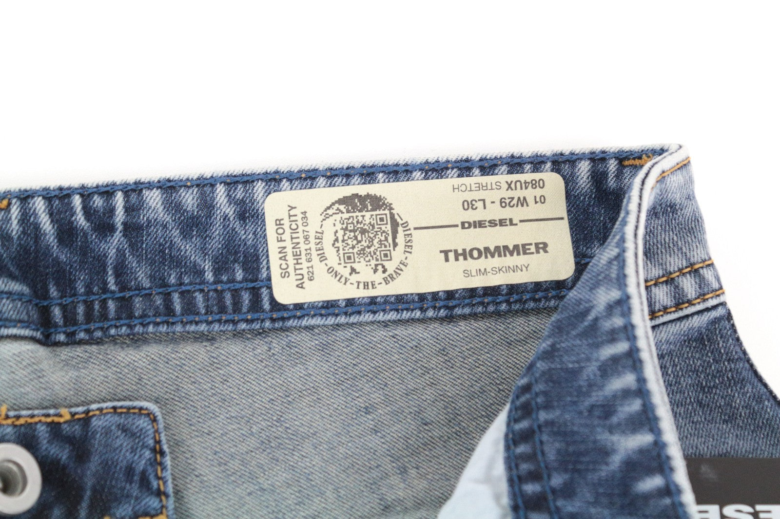 DIESEL Thommer 084UX W29/L30 Men Jeans Stone Washed Slim-Skinny Stained Zip-Fly