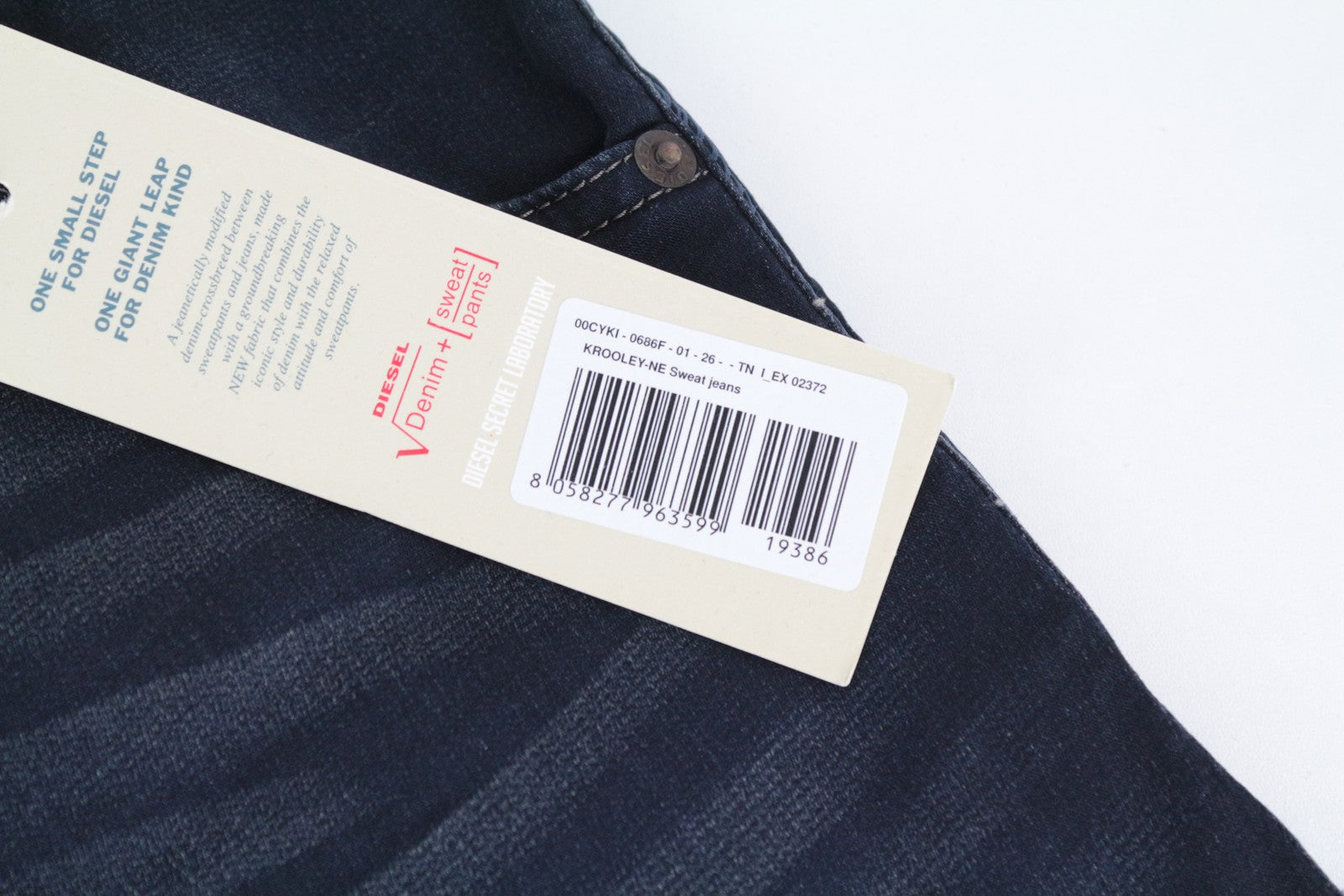 DIESEL Krooley-Ne 0686F W26 Men Jeans Sweat Jogg Stretch Dark Boys Tapered