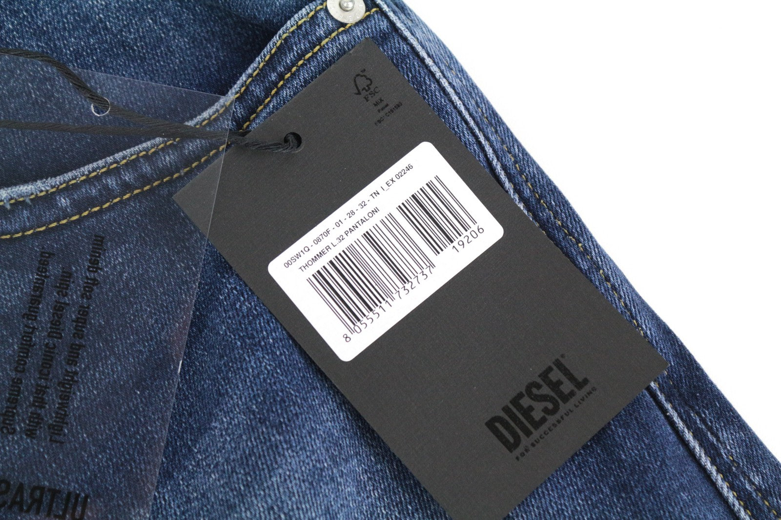 DIESEL Thommer 0870F W28/L32 Men Jeans Blue Zip Fly Washed Out Slim Skinny Fit