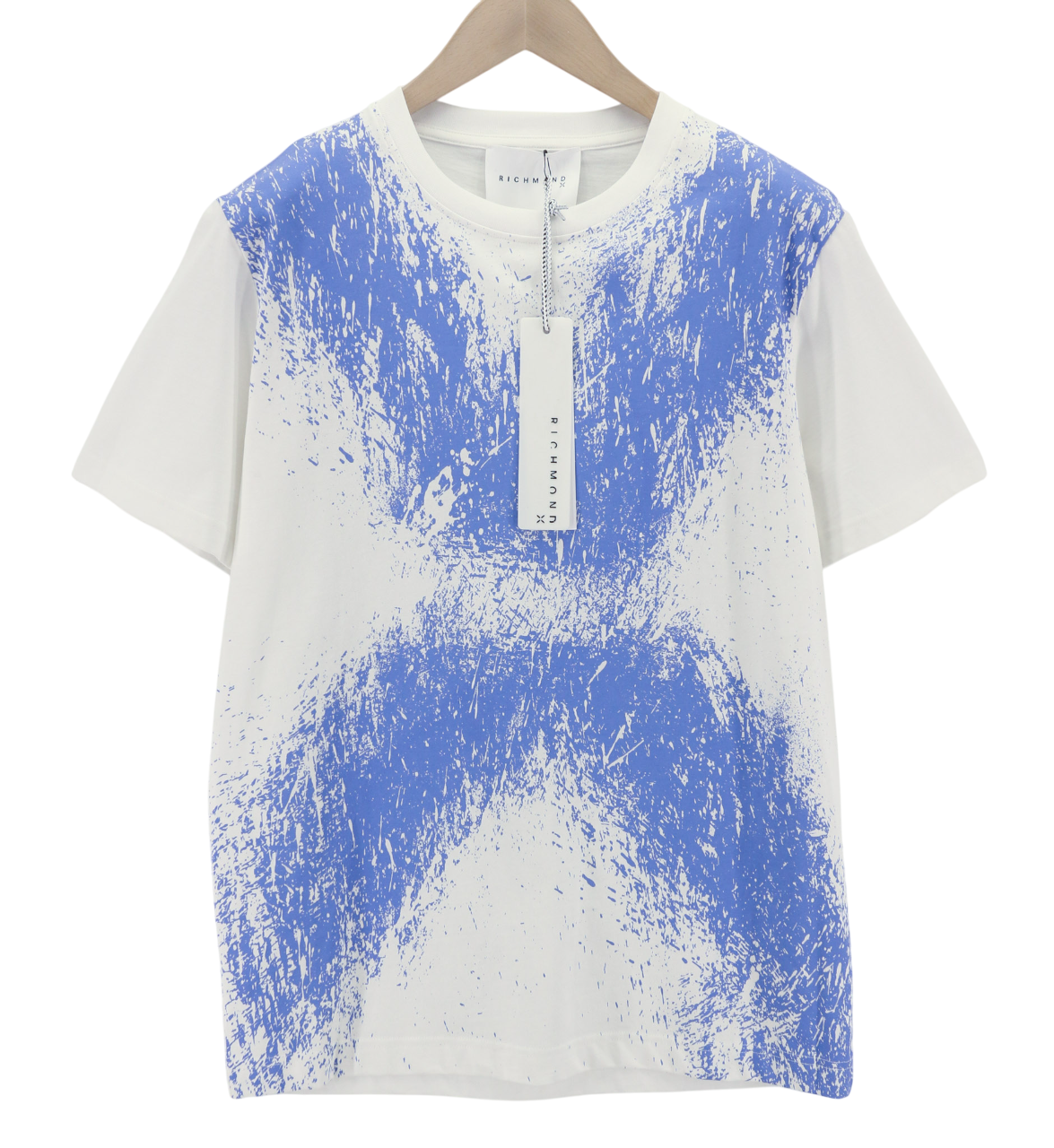 JOHN RICHMOND Mens T-Shirt M White Printed  Crew Short Sleeve All Seasons